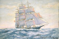 "Flying Cloud" Vintage 1938 Clipper Ship Gouache Painting