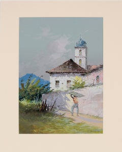 Man Carrying Board - Impressionistic Brazilian Landscape Scene