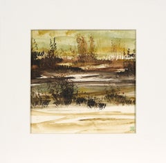 Mid-Century Miniature Watercolor Landscape - Rockport, Maine
