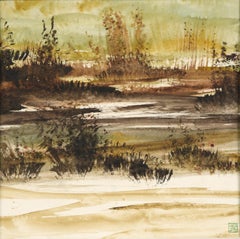 Mid-Century Miniature Watercolor Landscape - Rockport, Maine