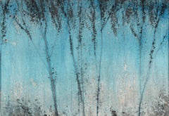 Abstract Trees in Blue - Original Mid-Century Watercolor