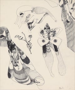 Dibujo expresionista abstracto original - Formas orgánicas