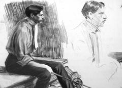 Inizio del XX secoloDisegno di un giovane giocatore di golf, firmato M. I. Armstrong