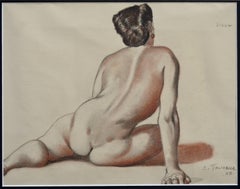 Diana - 1948 Nude Study in Charcoal on Paper, Signed, Framed Artwork