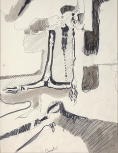Original Bay Area Abstract Expressionist Drawing - Pencil and Ink, Signed