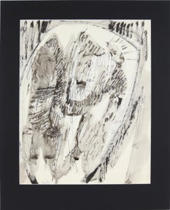 Abstracted Portrait - Original Expressionistic Ink Drawing, Signed