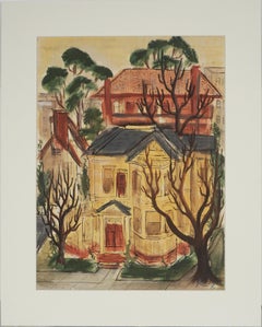 Original-Aquarell aus der Nachkriegszeit: Ein viktorianisches Haus in den Berkeley Hills, signiert