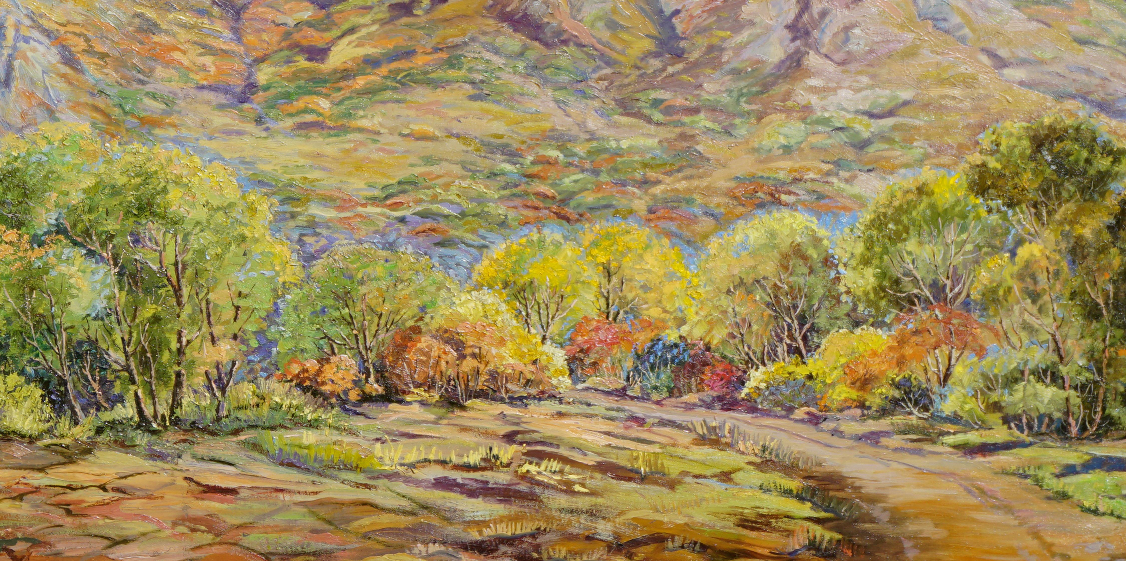 Ogden, Utah in Spring - Mid Century Mountain Landscape - Painting by Grace Peterson
