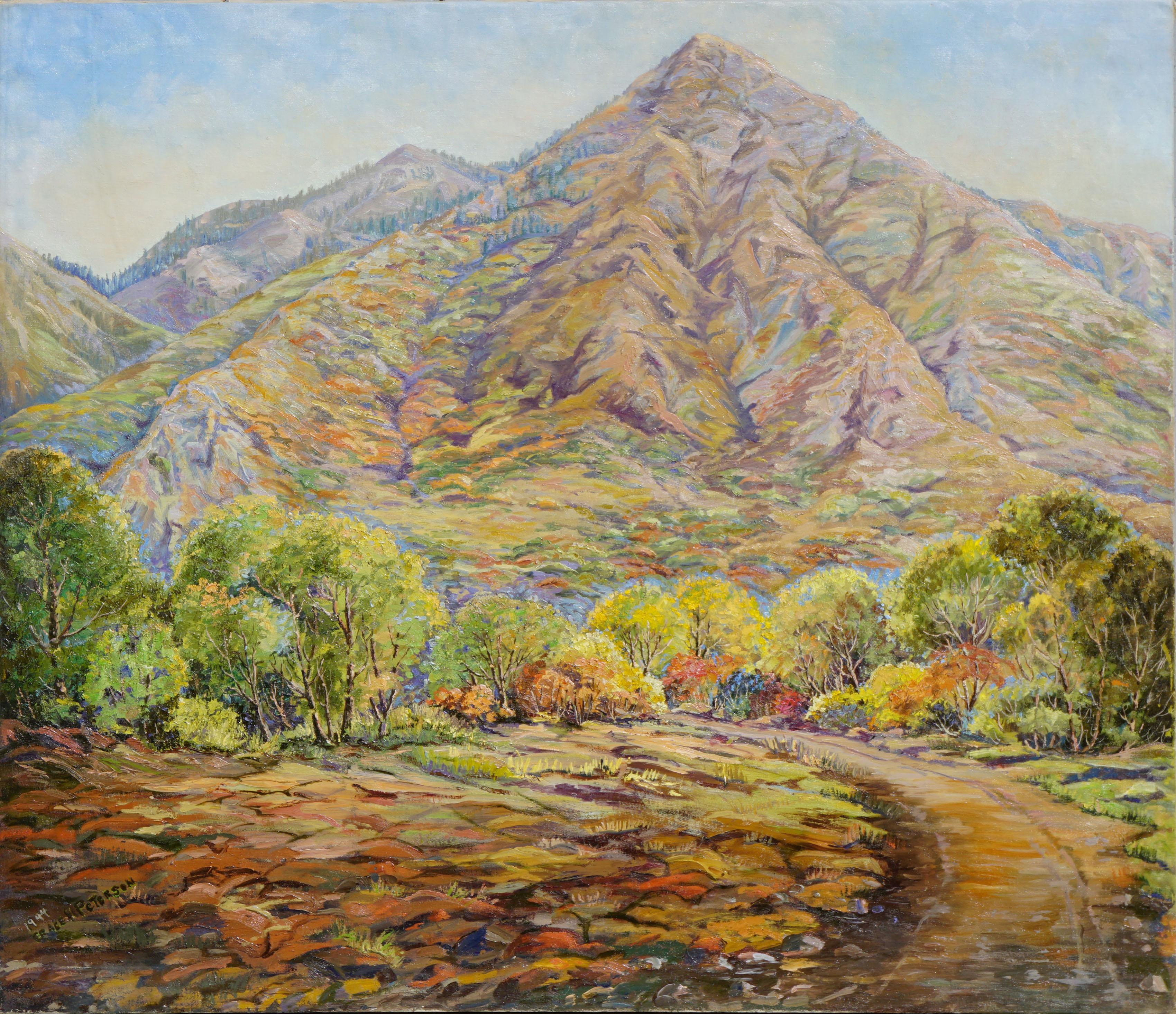 Grace Peterson Landscape Painting - Ogden, Utah in Spring - Mid Century Mountain Landscape
