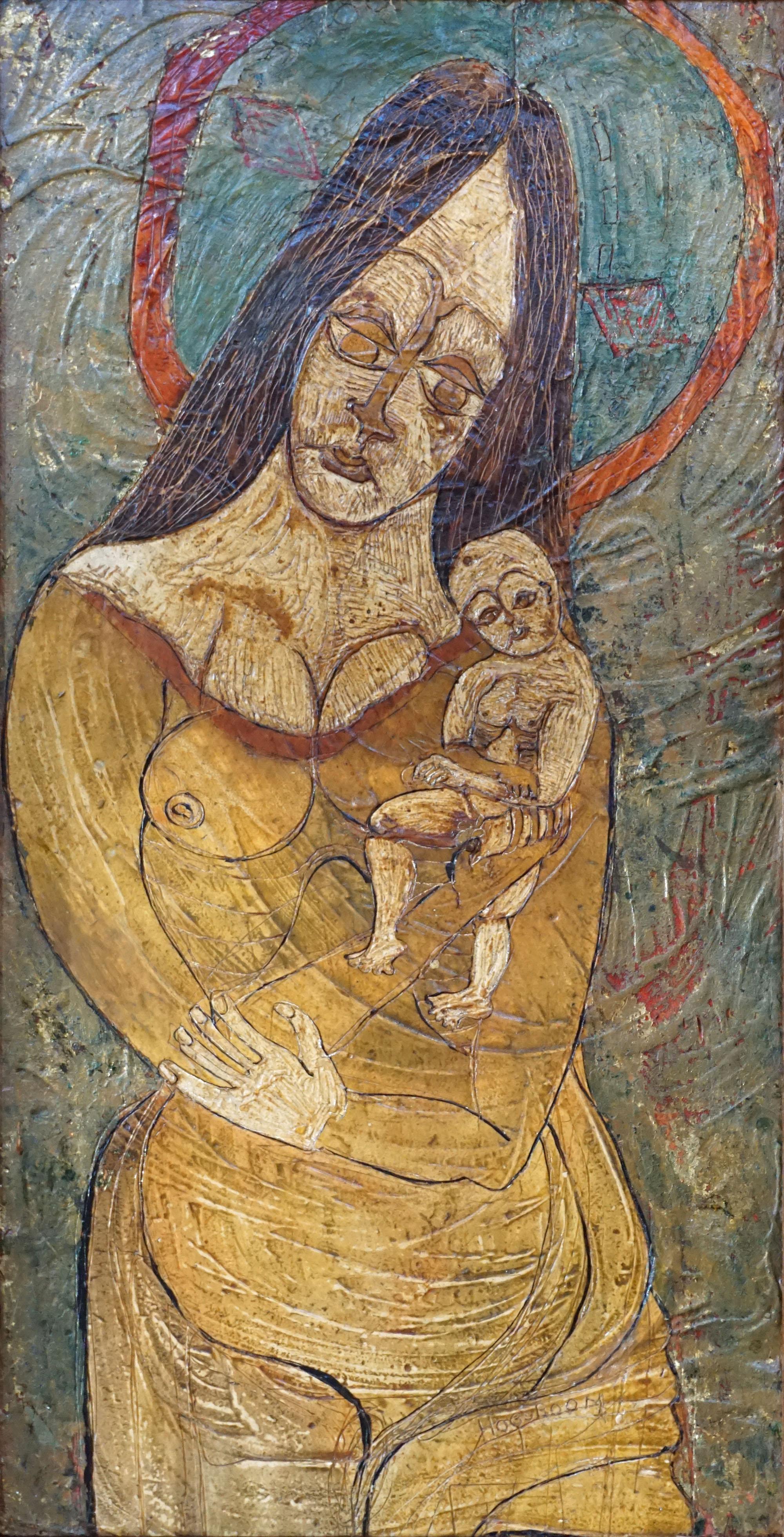 Modernist Madonna & Child  - Painting by Allyn Gwyn Hogoboom