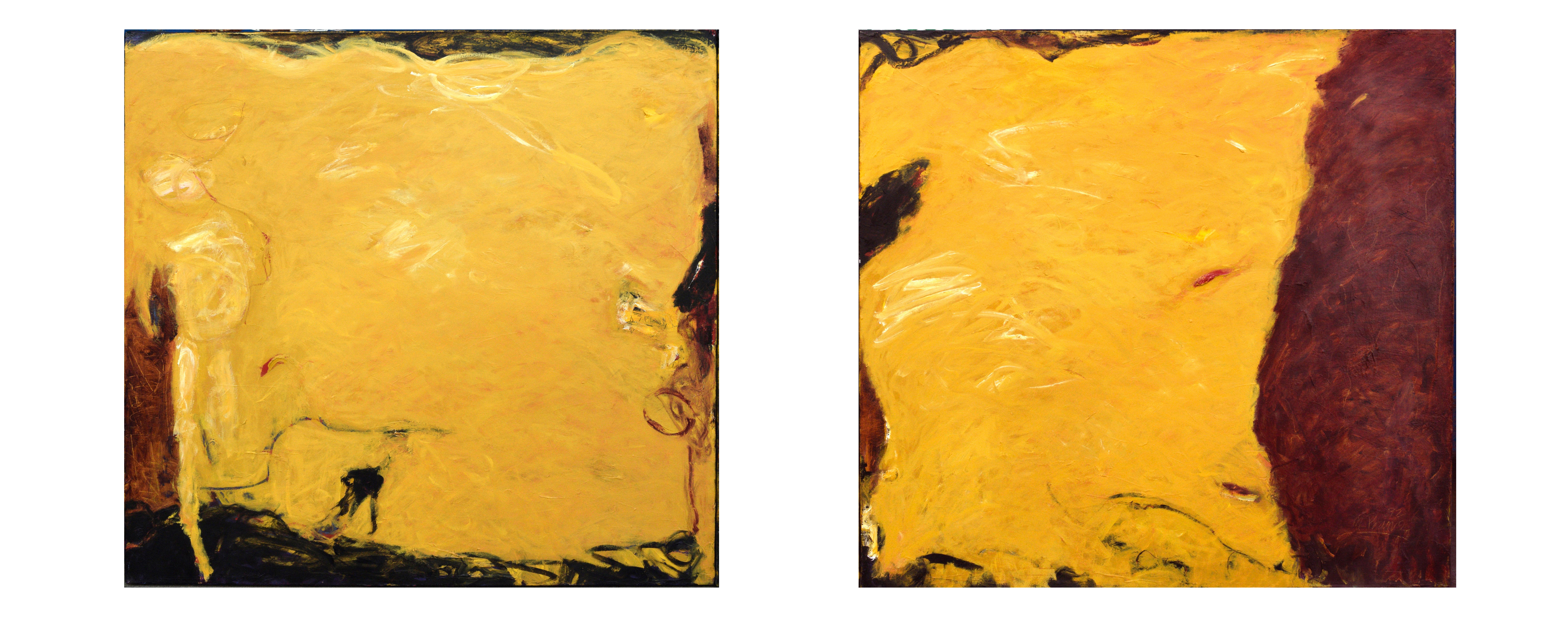 M. Prince Abstract Painting - Abstract Beach Diptych 