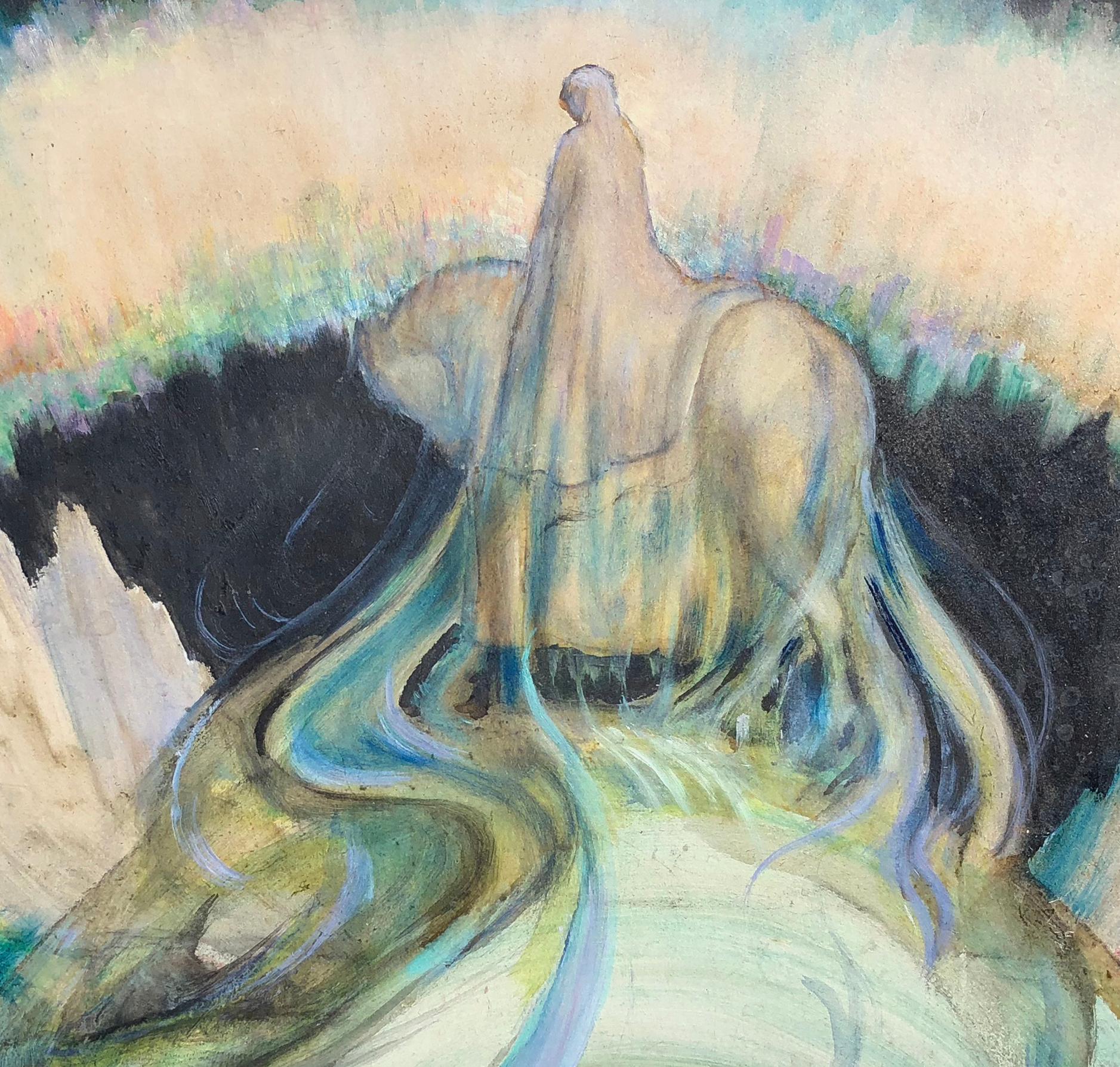 Über der Flussleiste „Ameles Potamos“ und die Höhle hypnos Langdale (Grau), Figurative Painting, von Marmaduke Albert Langdale
