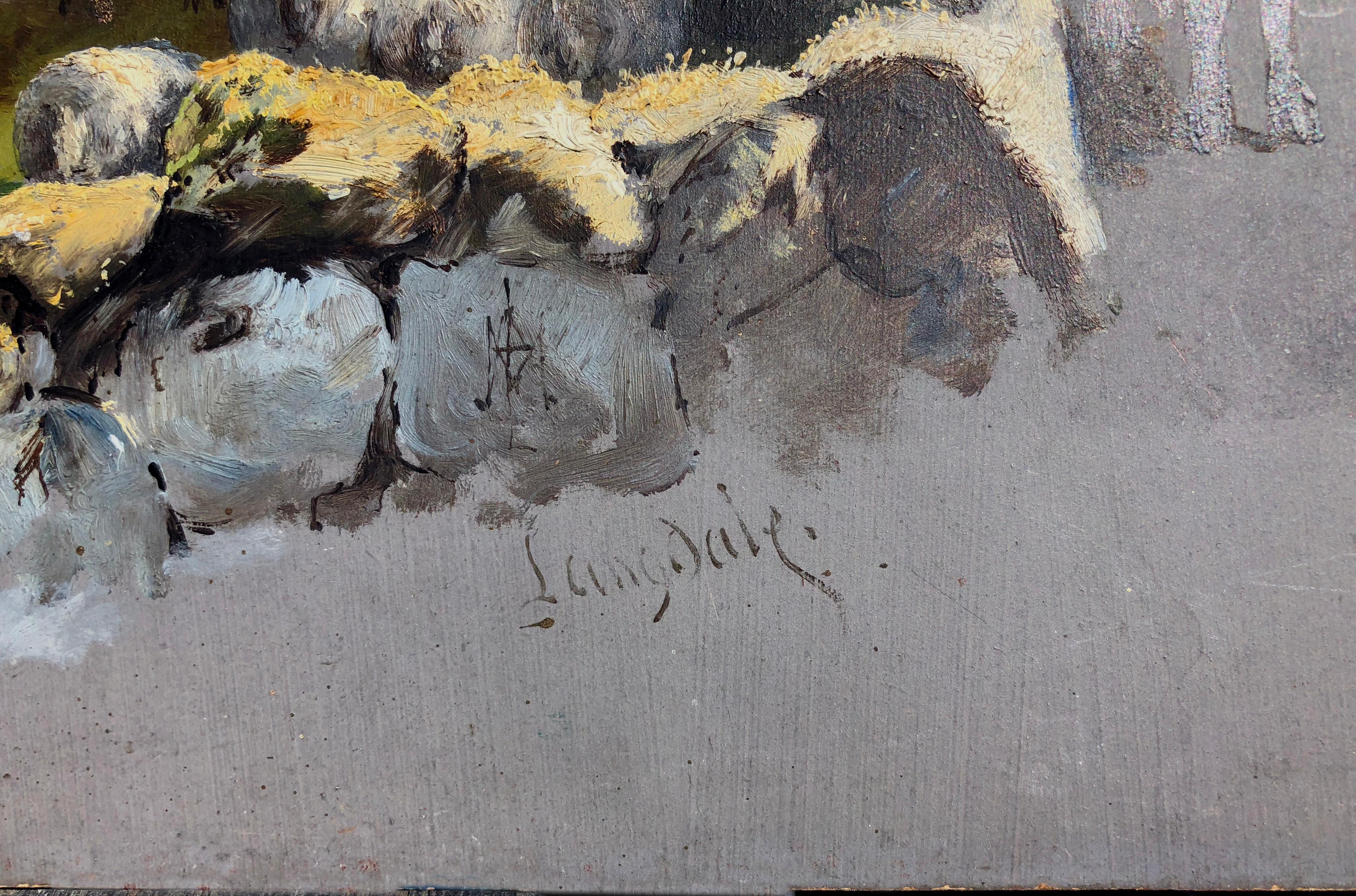 A two sided painting on artists pressed paper board by Marmaduke Albert Langdale (Great Britain, 1840-1906). Unframed, signed 
