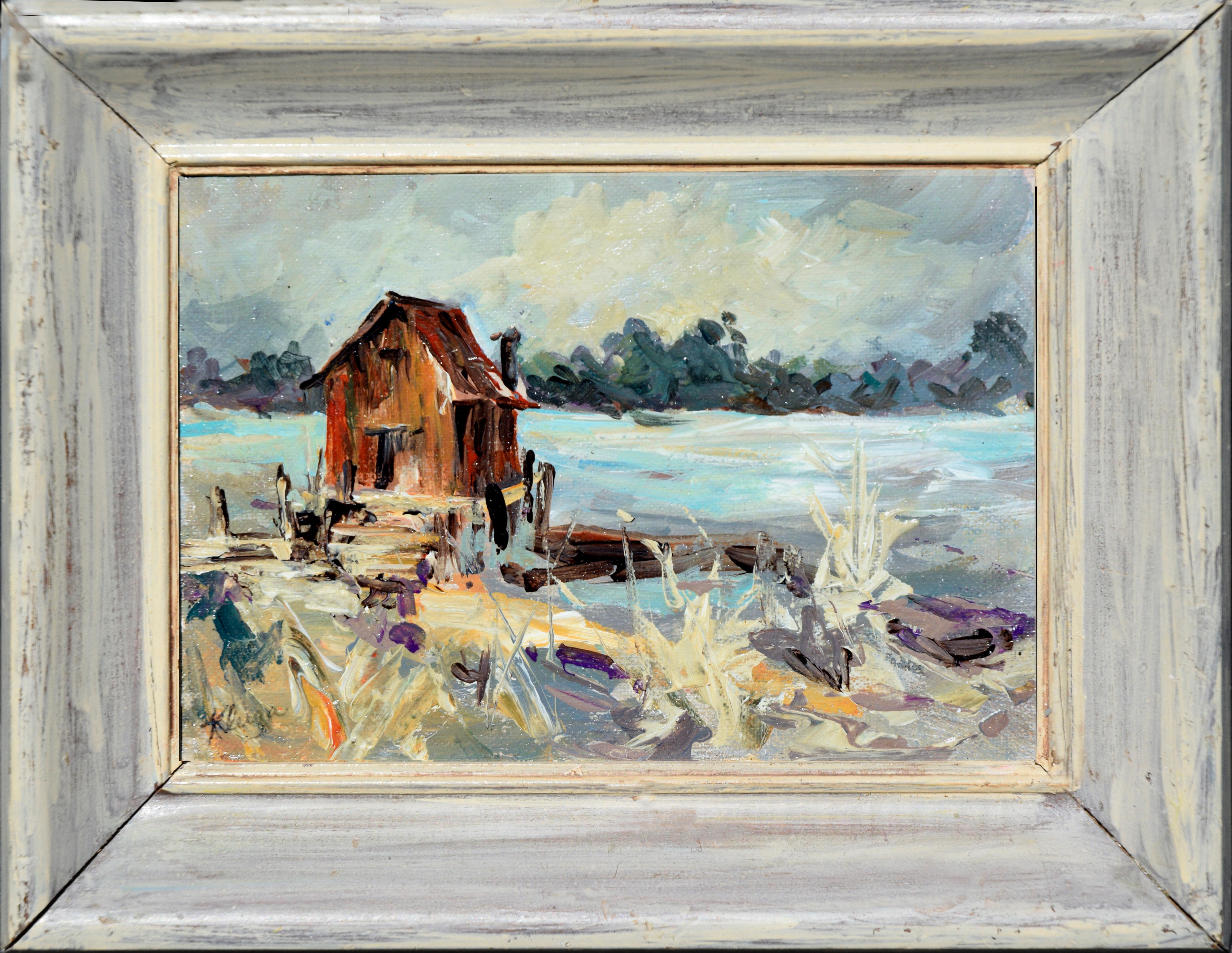 Jeanne Kluga Landscape Painting - Fishing Shack Landscape