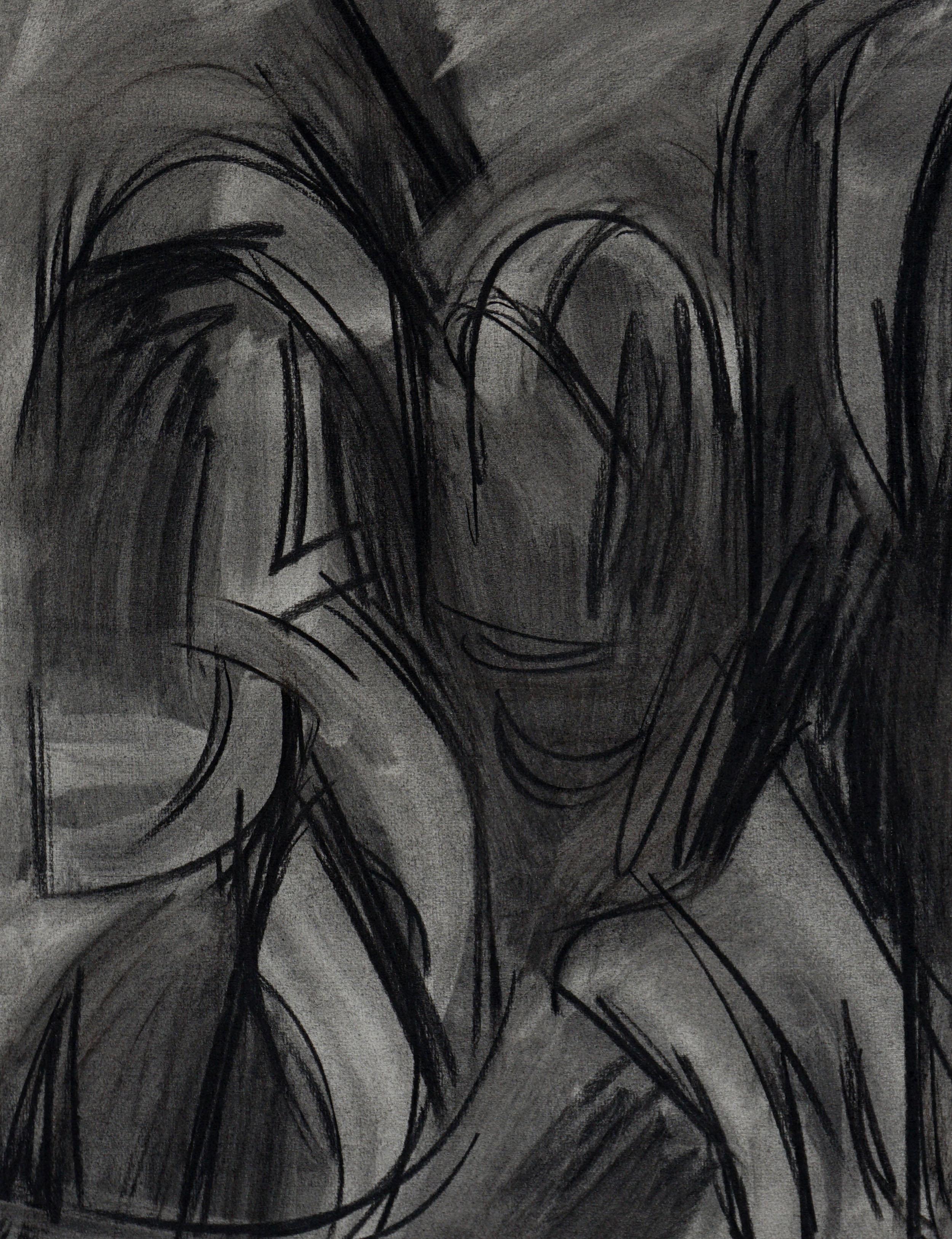 Dessin au fusain expressionniste abstrait du milieu du siècle dernier - Expressionnisme abstrait Art par John Haley