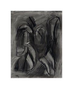 Mid Century Abstract Expressionist Charcoal Drawing