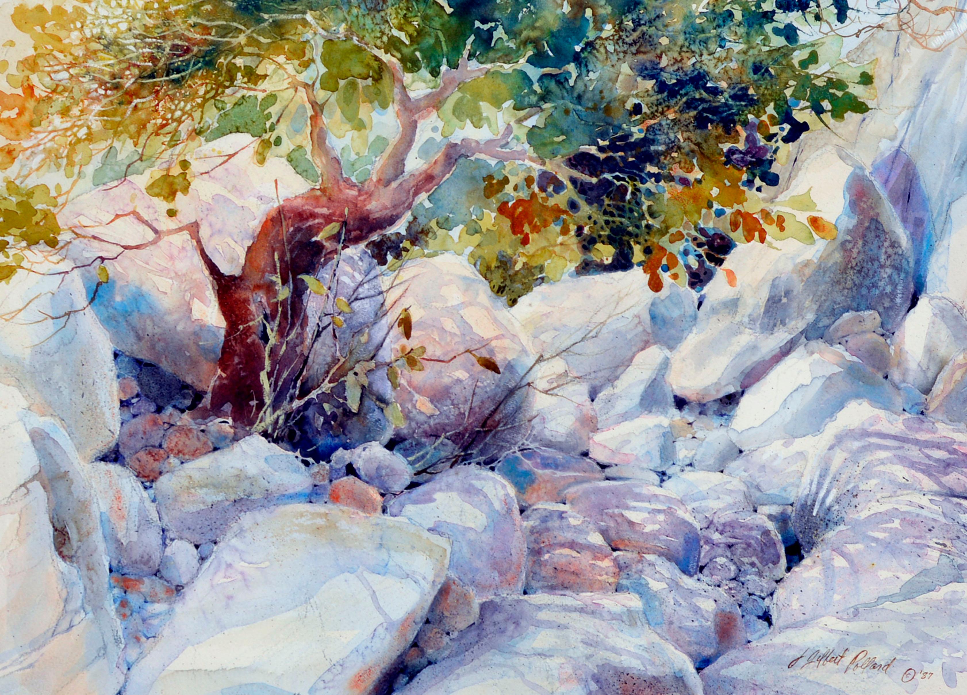 Aquarelle de paysage rocheux  - Art de Julie Gilbert Pollard