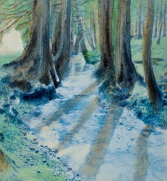 "Sombras flotantes"  - Cianotipia / Acuarela Paisaje forestal