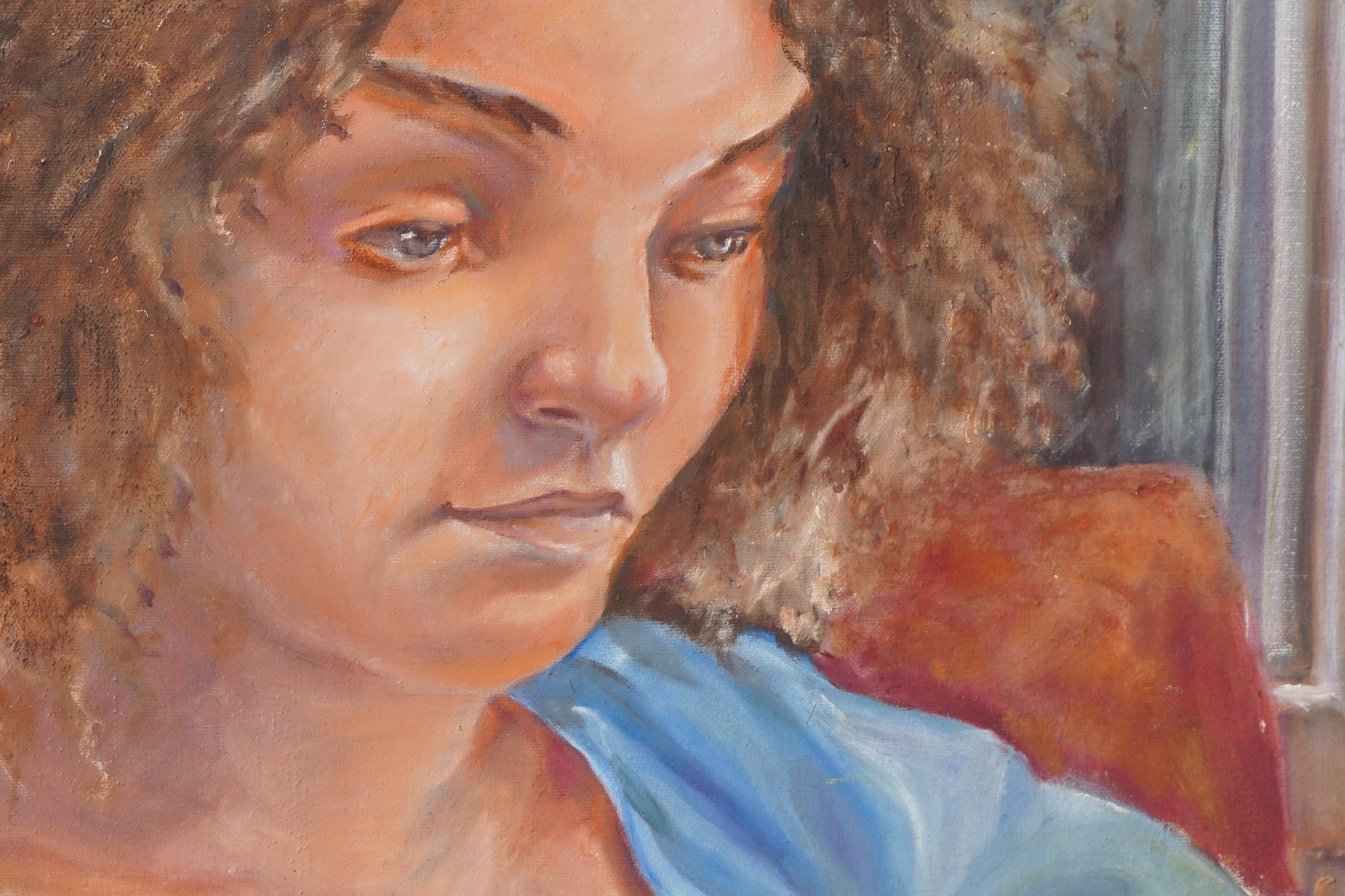 curly hair oil painting