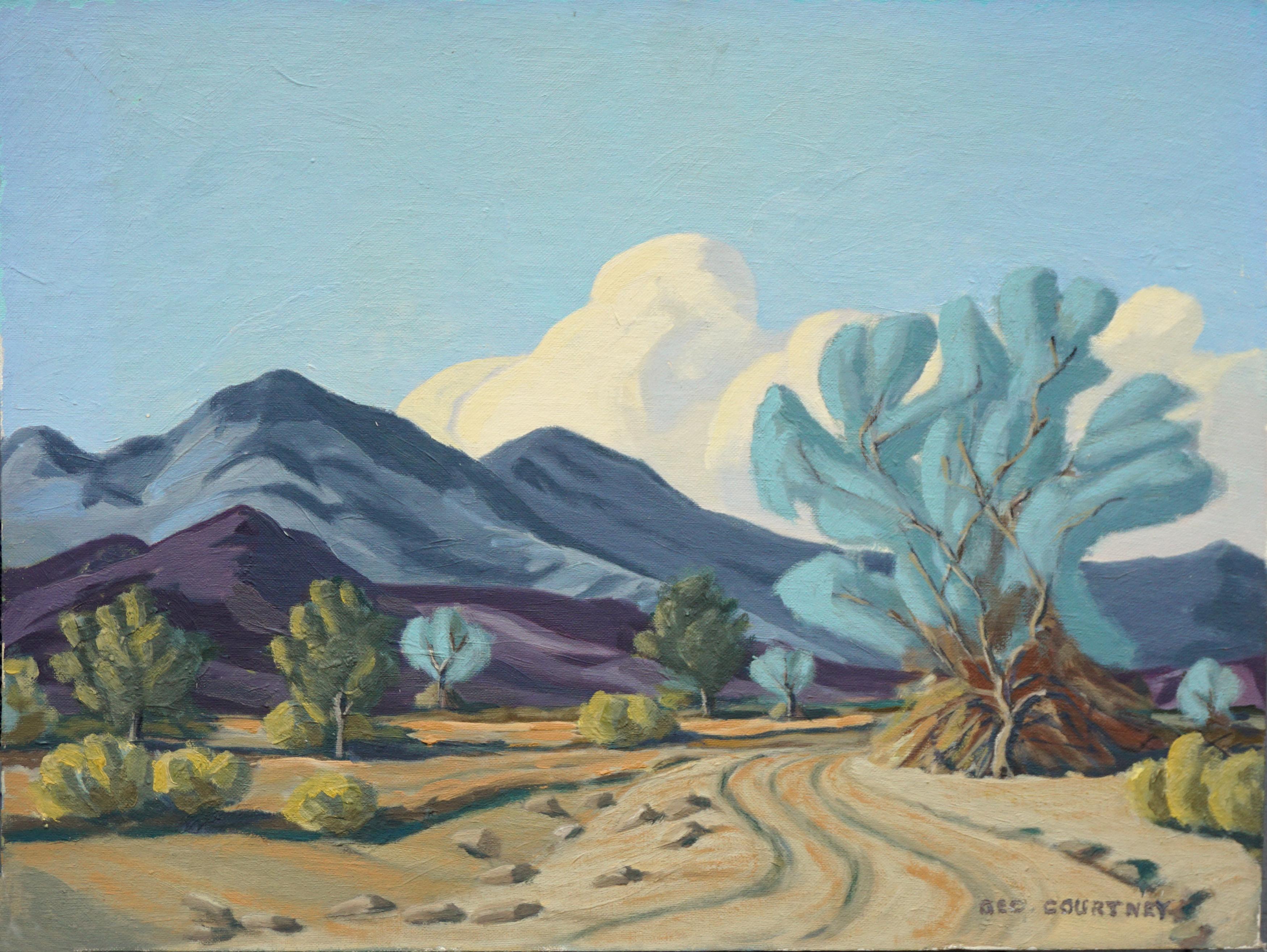 George W. Courtney Landscape Painting - Smoke Tree on Desert Road Landscape