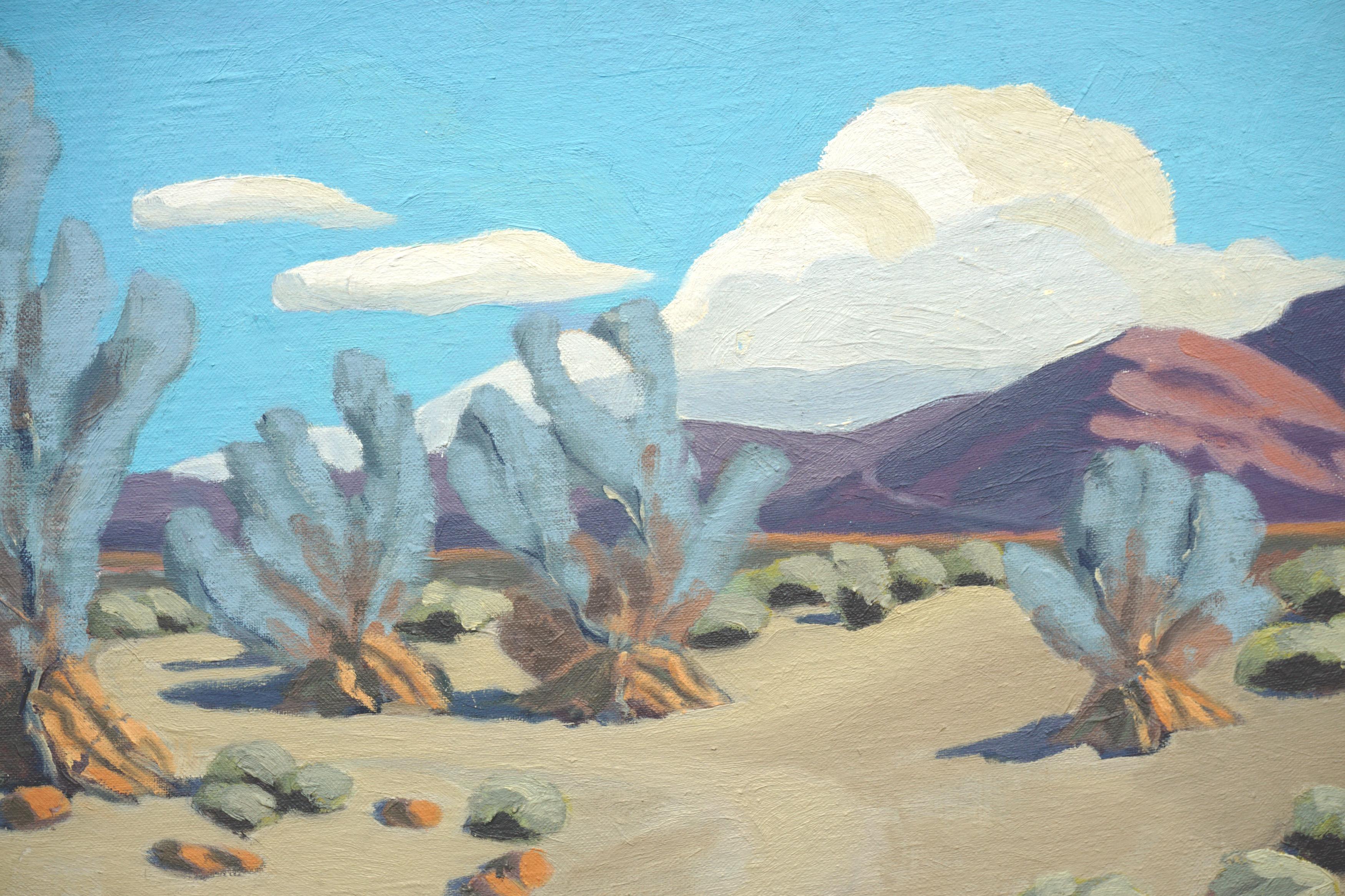 Desert Wash & Smoke Trees Landscape - Painting by George W. Courtney