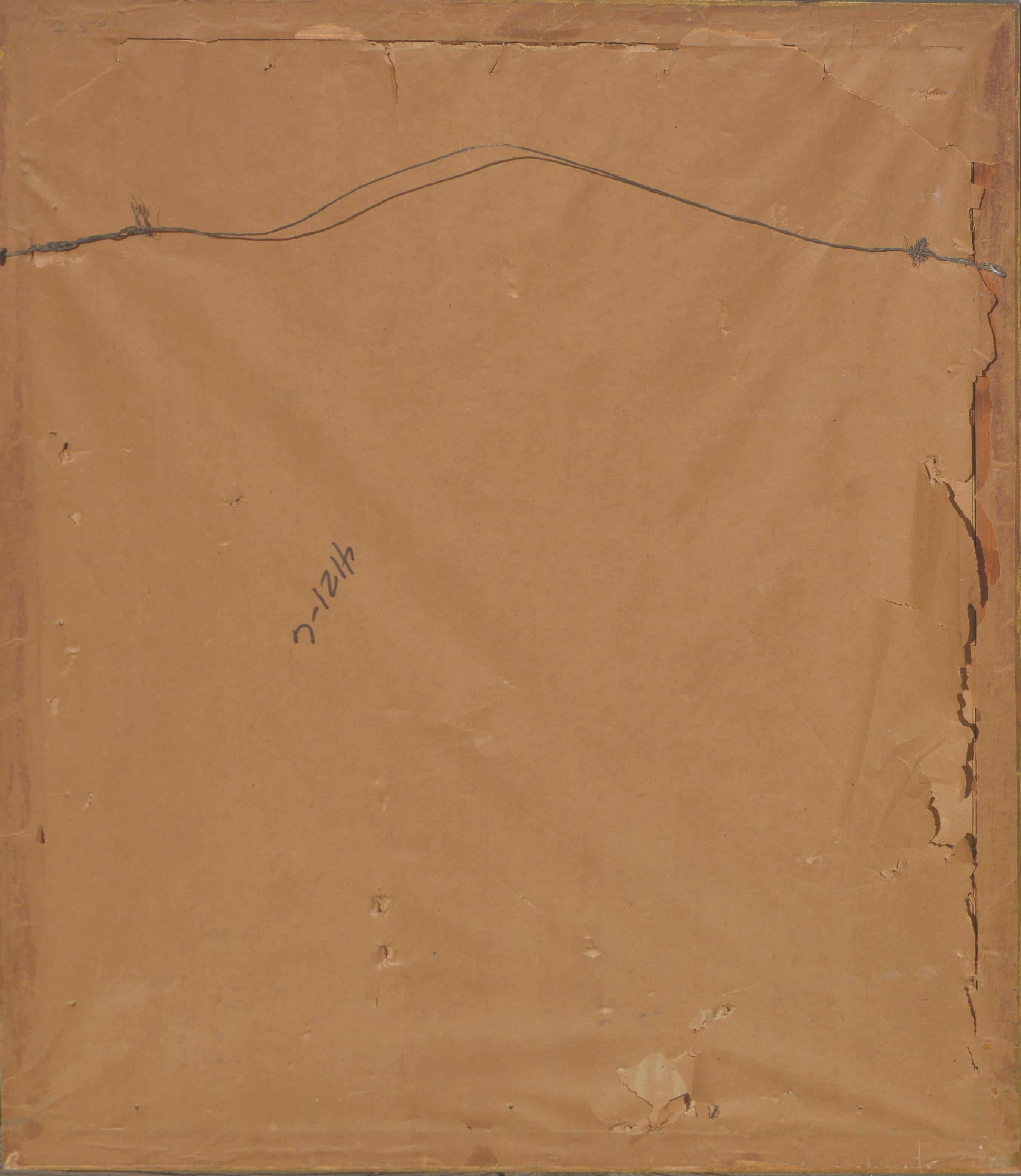 Schön  Pastellstillleben aus den 1940er Jahren mit Apfelblüten in einer rosa Affenvase von Eugenie May Pack Stiffler (Amerikanerin, 1870-1959). Signiert in der linken unteren Ecke; Titel am rechten unteren Rand. Präsentiert unter Glas in einem
