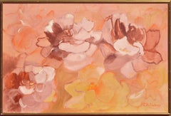 Mid Century Abstract Pink and Gold Poppies