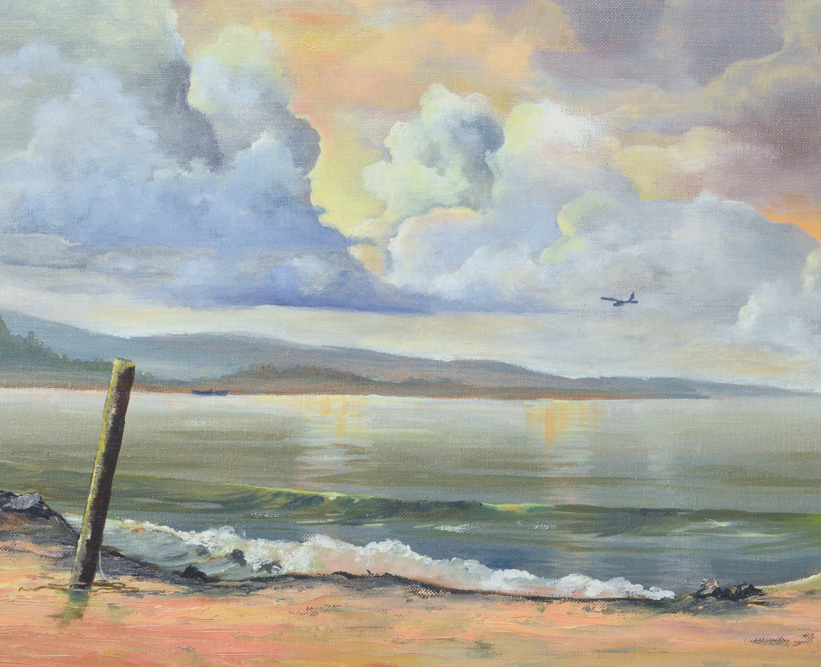 Mid Century Coastal Clouds Sunrise Seascape - Painting by Don Hannan