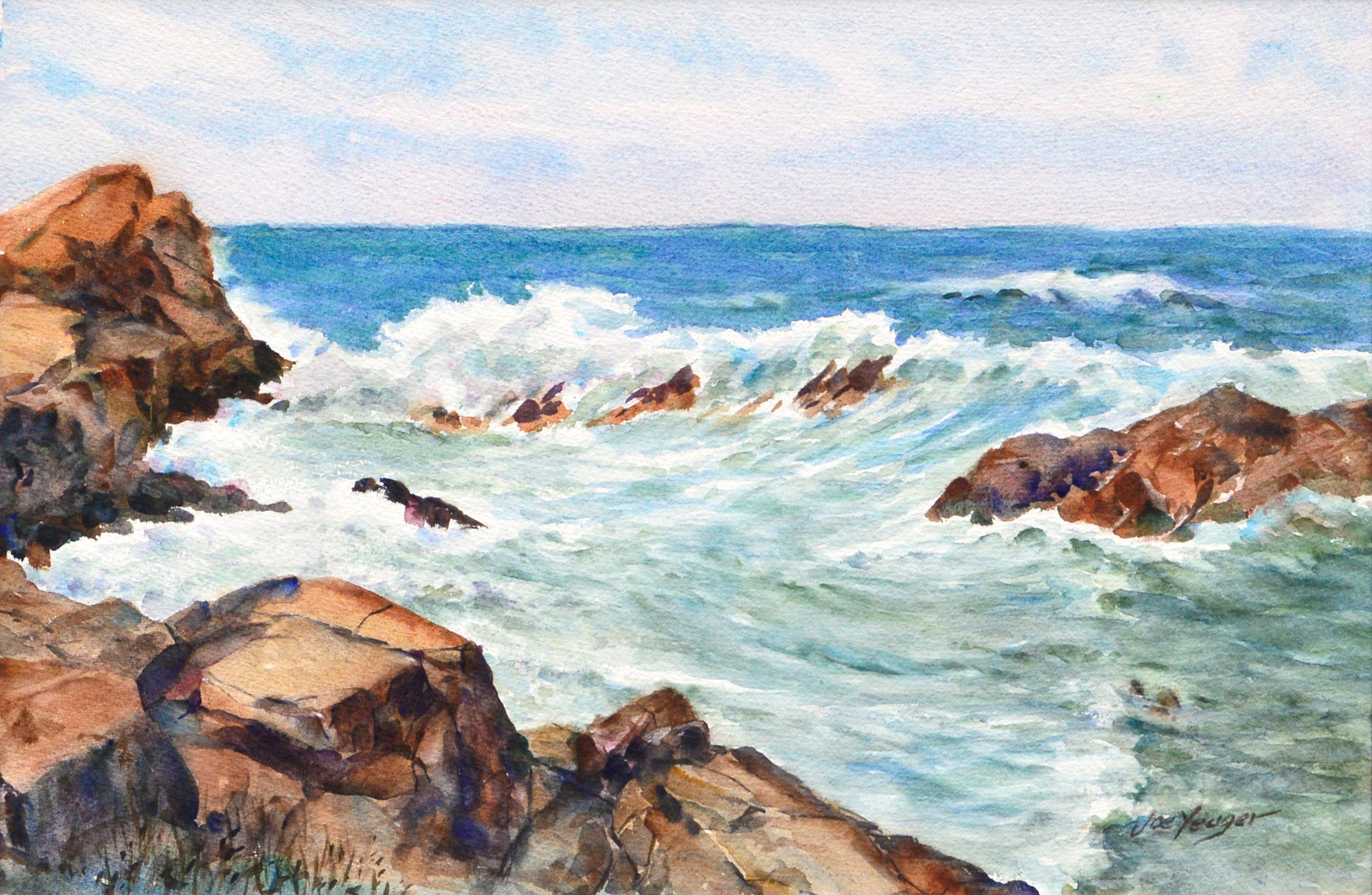 Waves Crashing on the Rocks Landscape - Art by Joseph Yeager