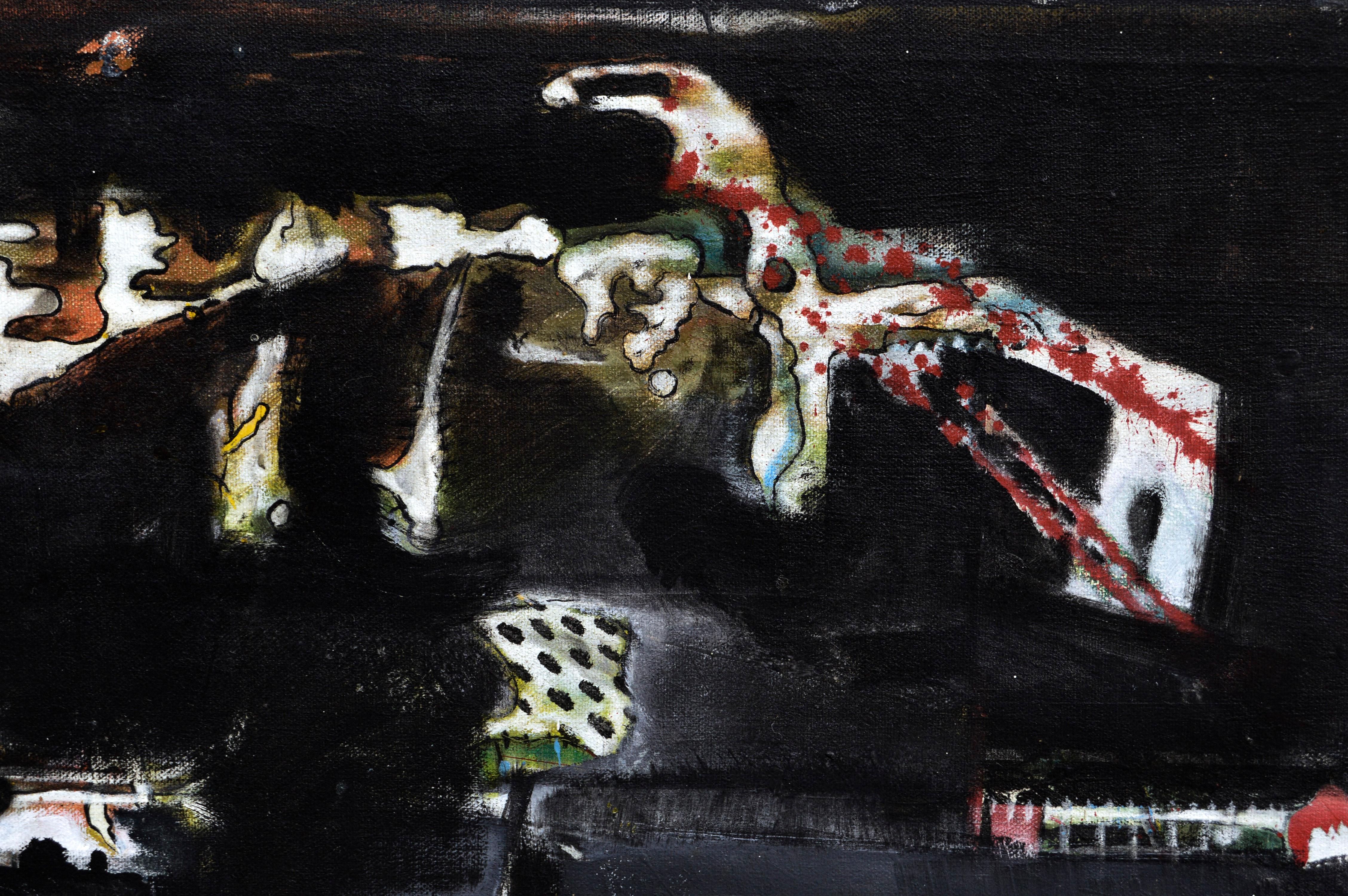 Composizione espressionista astratta su nero - Figurative Painting Nero di Ross H. Pollette