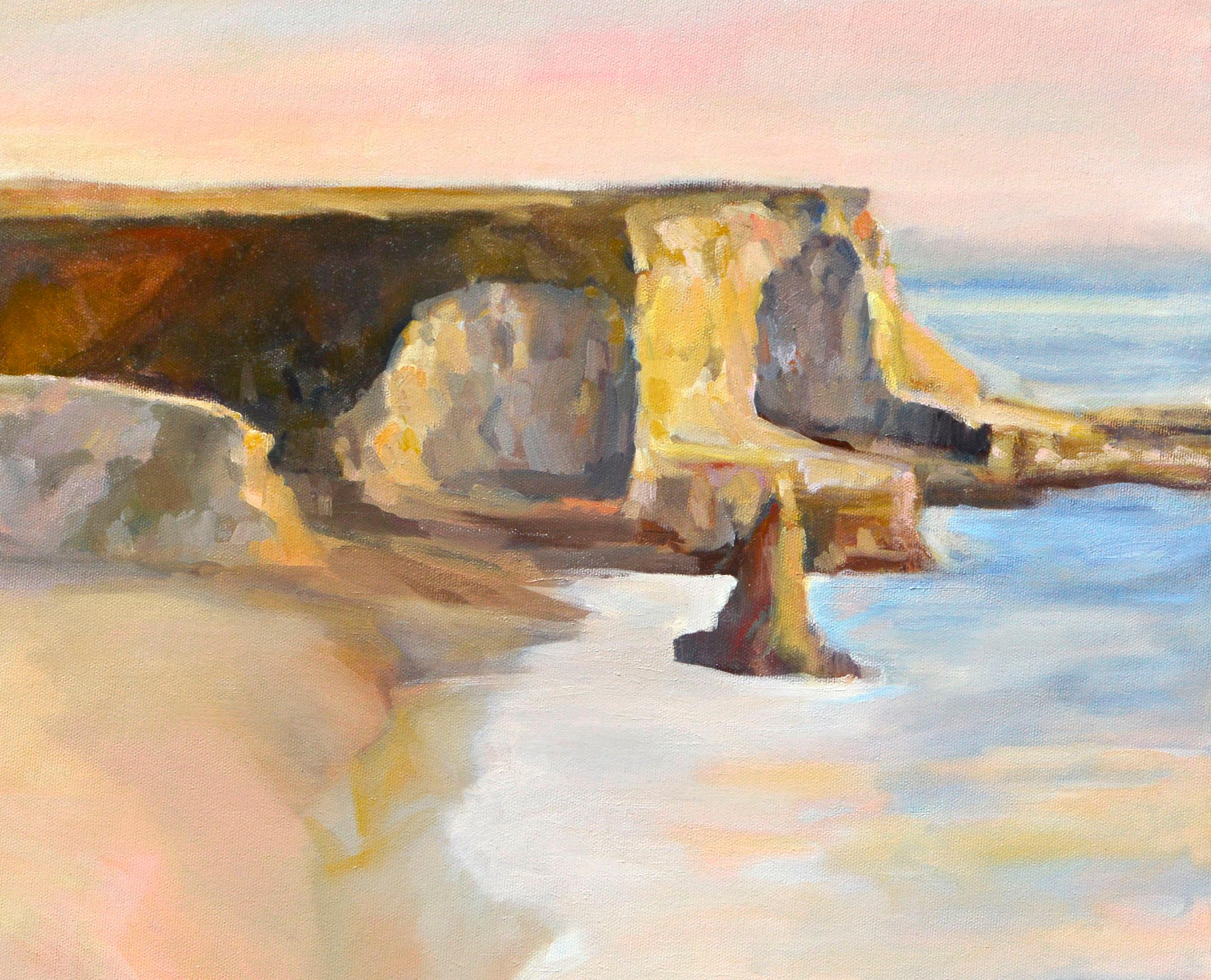 Davenport, California Sunset Plein Air Landscape - Painting by Brian Rounds