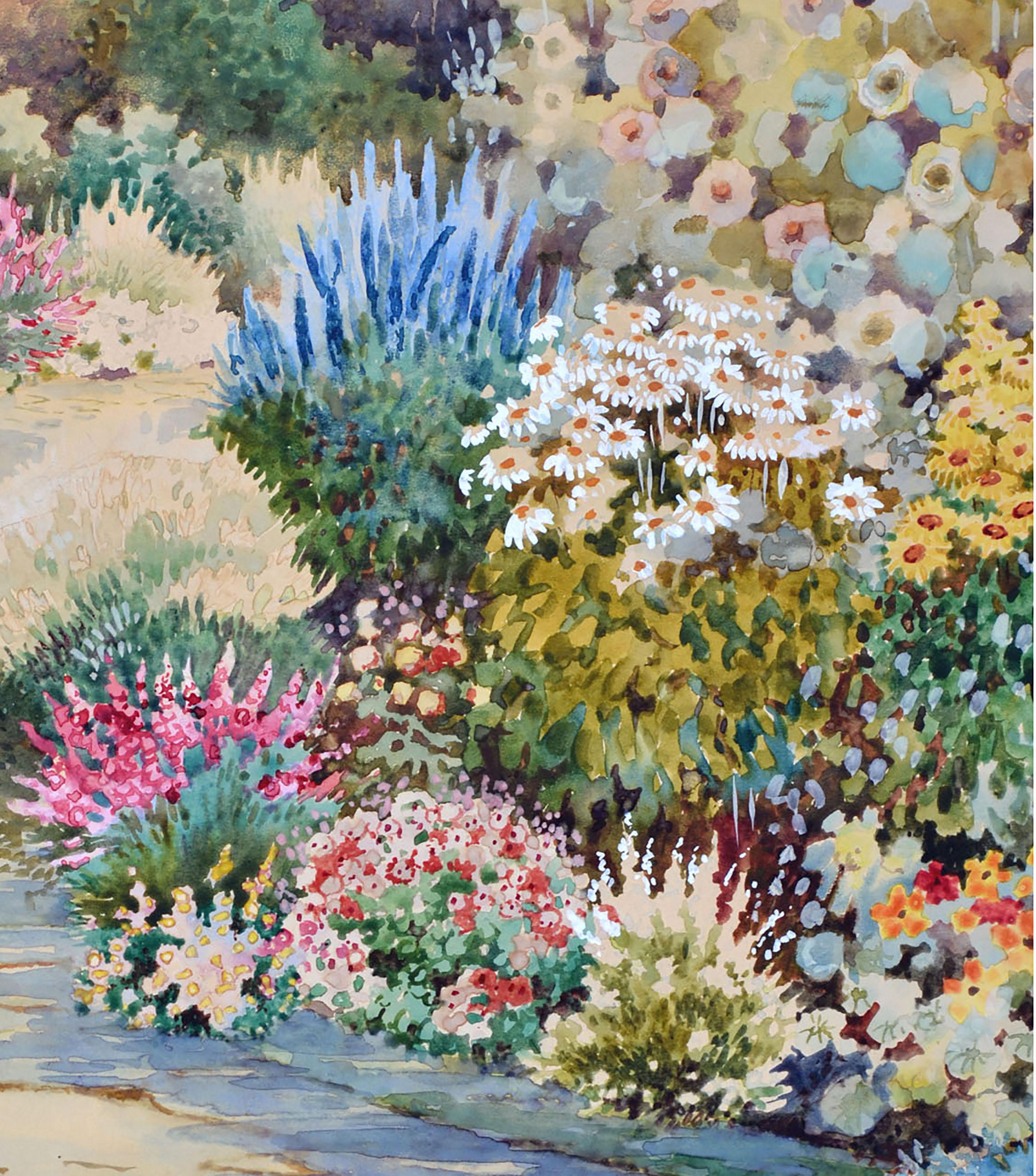 Preciosa acuarela floral detallada de Stanley A. Burchett (inglés, siglo XX). Firmado abajo a la derecha, fechado en 1963. Marco de madera de giltwood. Imagen, 16,5 