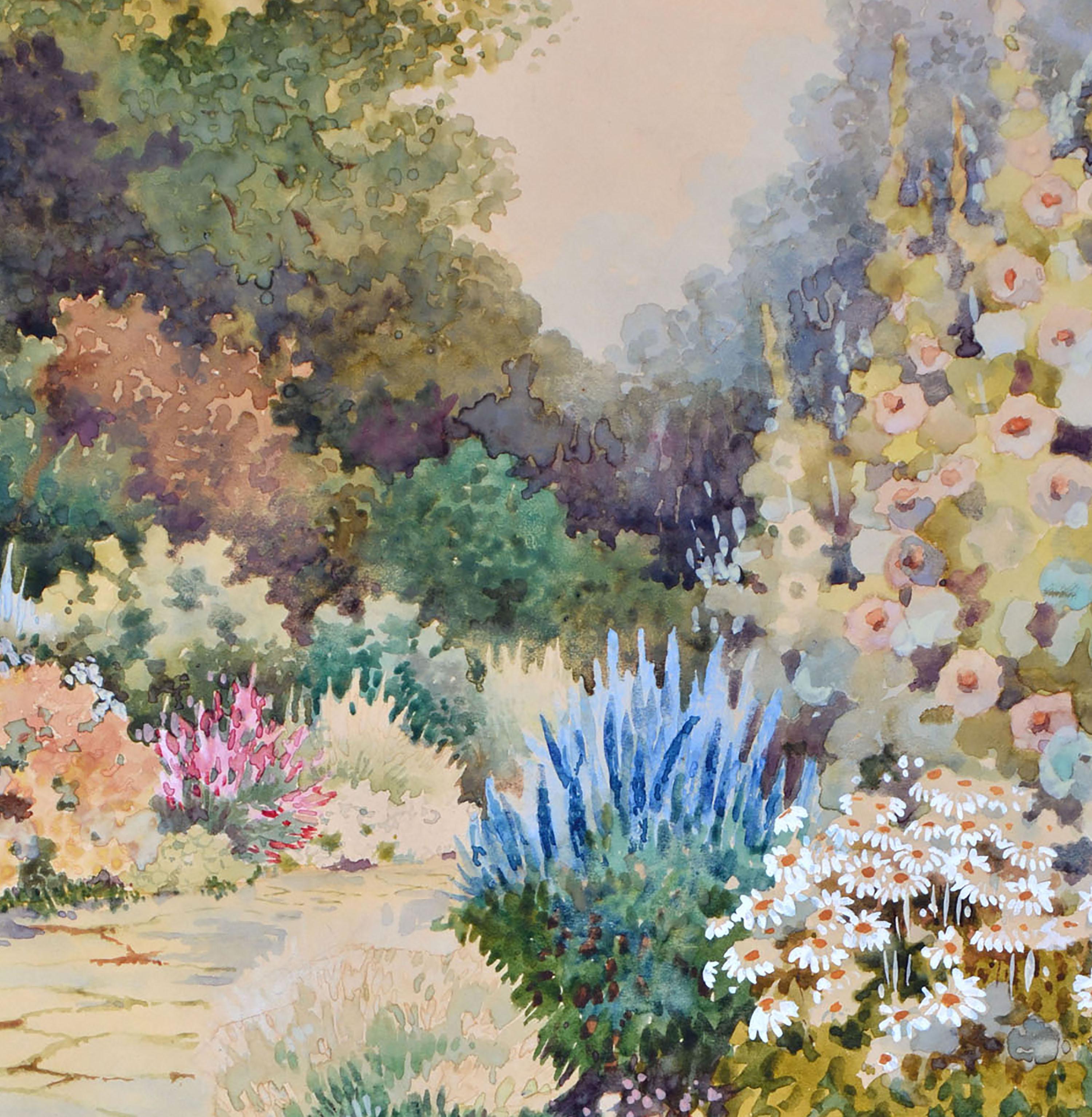 Paisaje de mediados de siglo -- En el jardín - Art Realista de Stanley Burchett