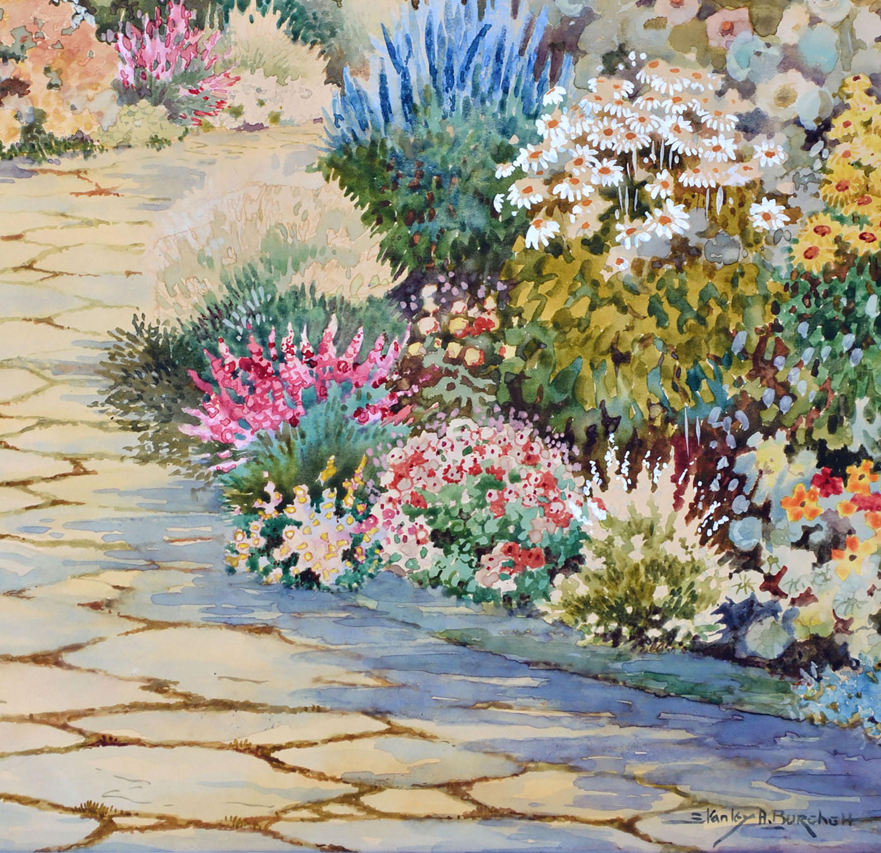Paisaje de mediados de siglo -- En el jardín - Landscape Art Gris de Stanley Burchett