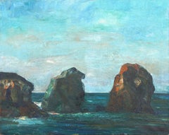 Vintage Mid Century Sea Rocks Carmel Landscape