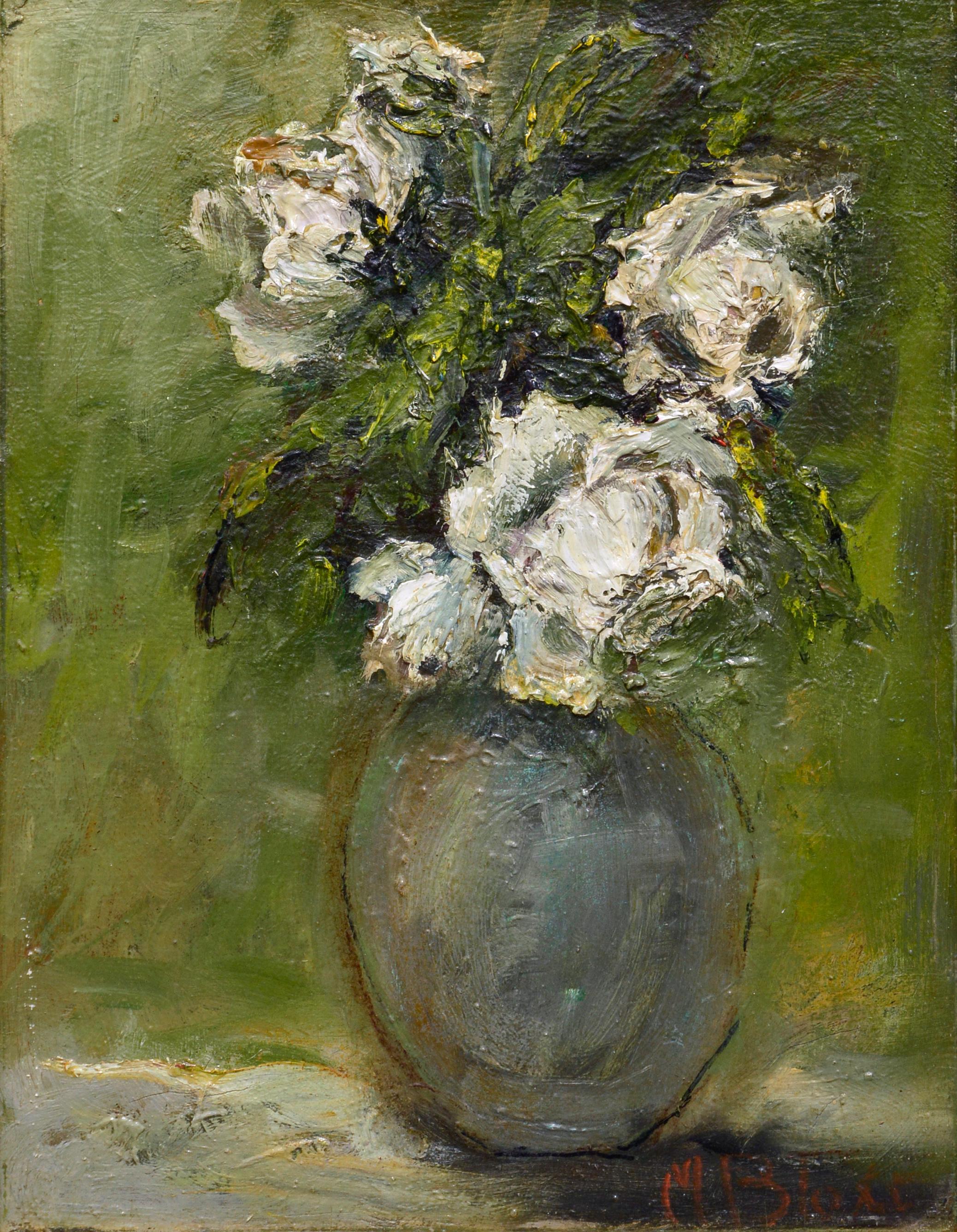 White Roses Still Life - Painting by Marjorie May Blake