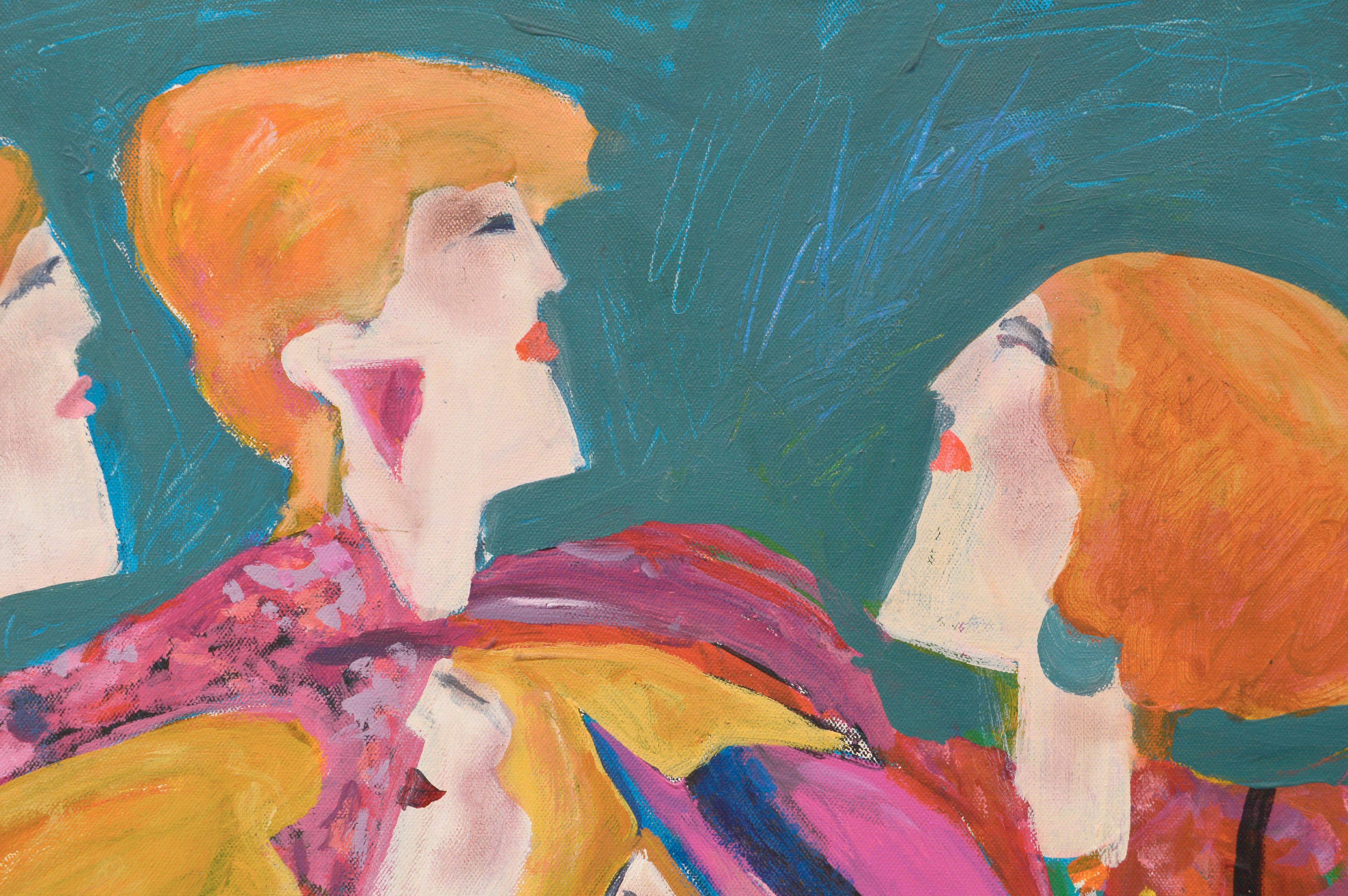 Six Elegant Redheaded Women - Modern Figurative  - Painting by R. A. Bobbie Dixon