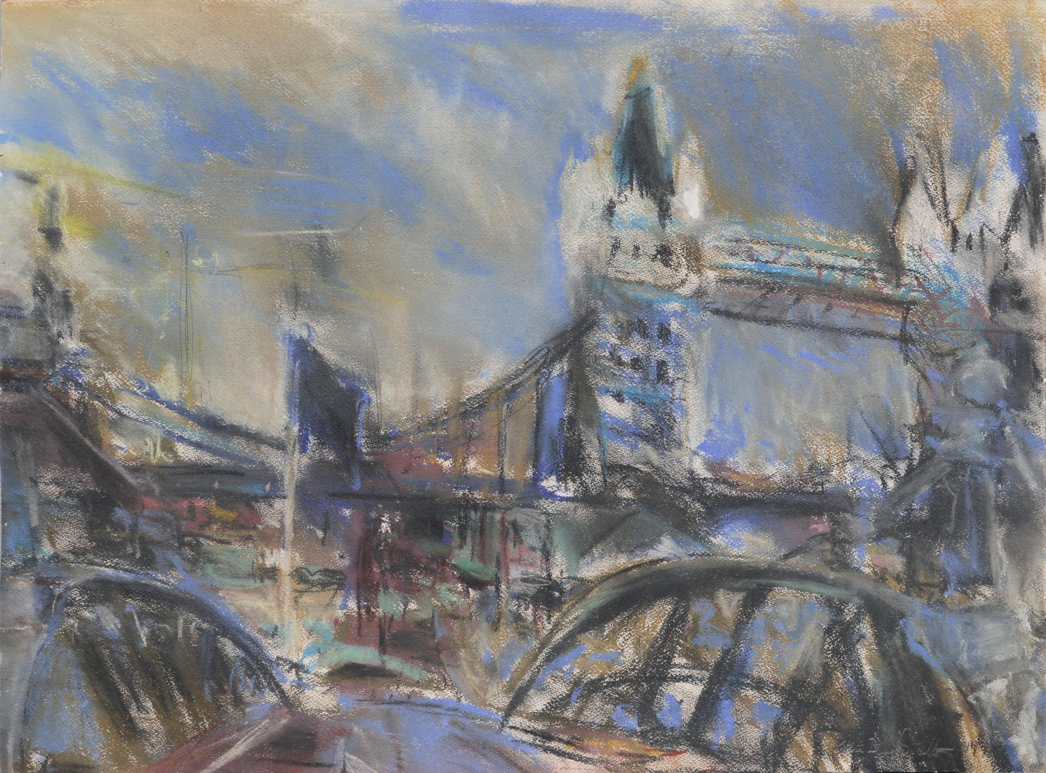 Allie William Skelton Landscape Art – Tower Bridge, London - Abstrakte urbane Landschaft