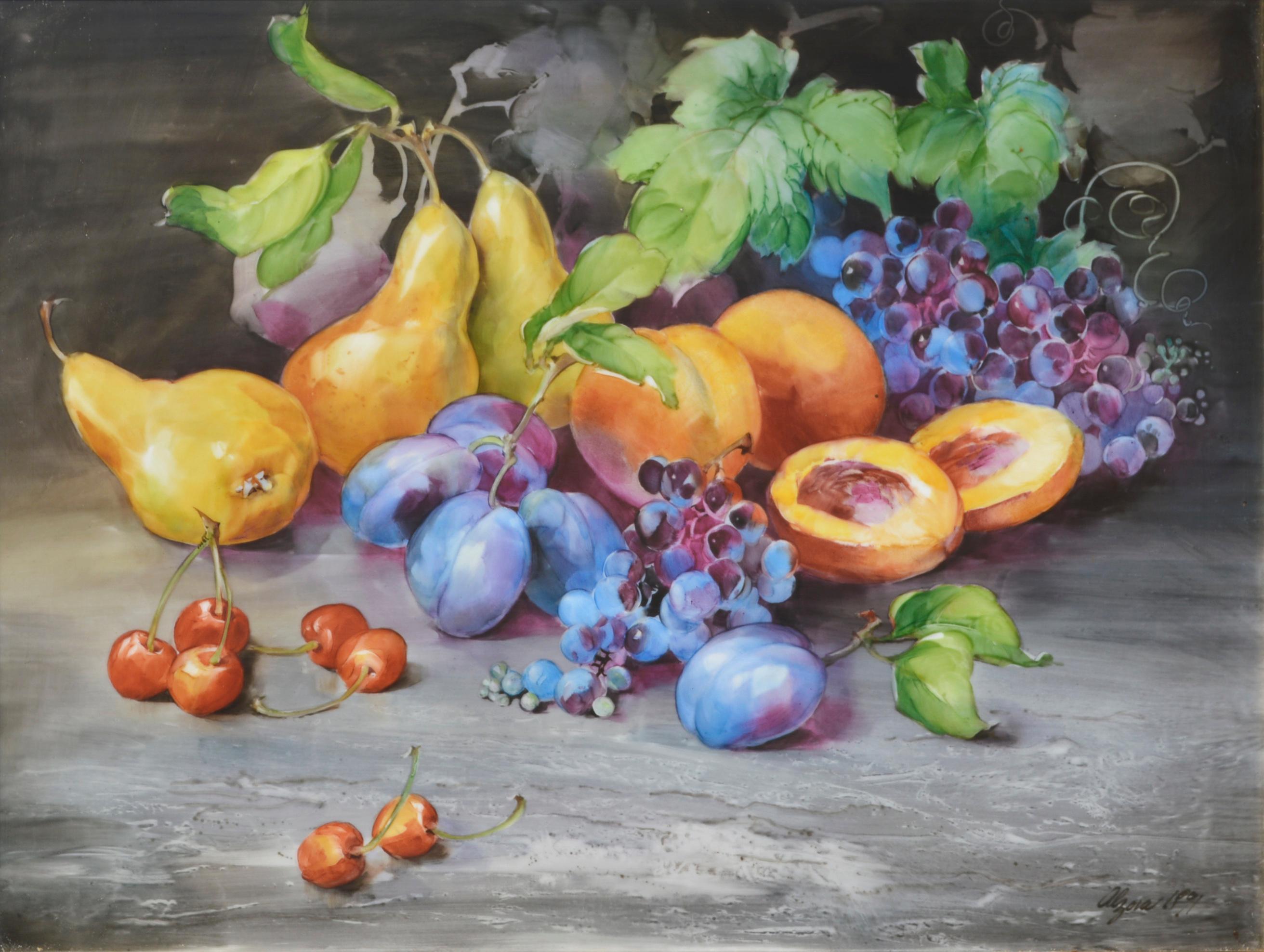 Abundant Harvest - Nature morte aux fruits d'été - Painting de Alzora Zaremba