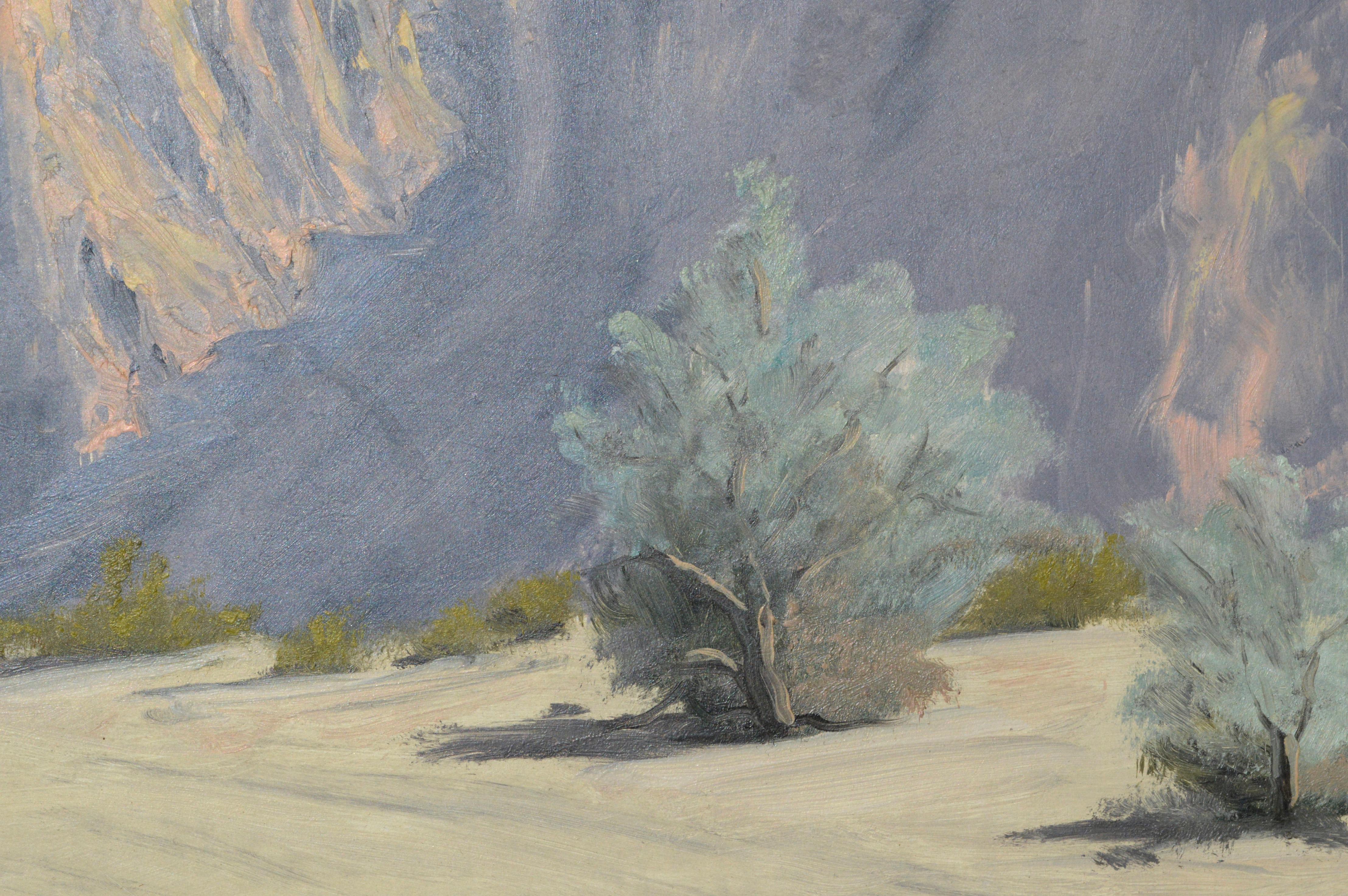 Paysage de Palm Springs en montagnes et dans le désert du début du XXe siècle - Gris Landscape Painting par Beatrice Gildersleeve