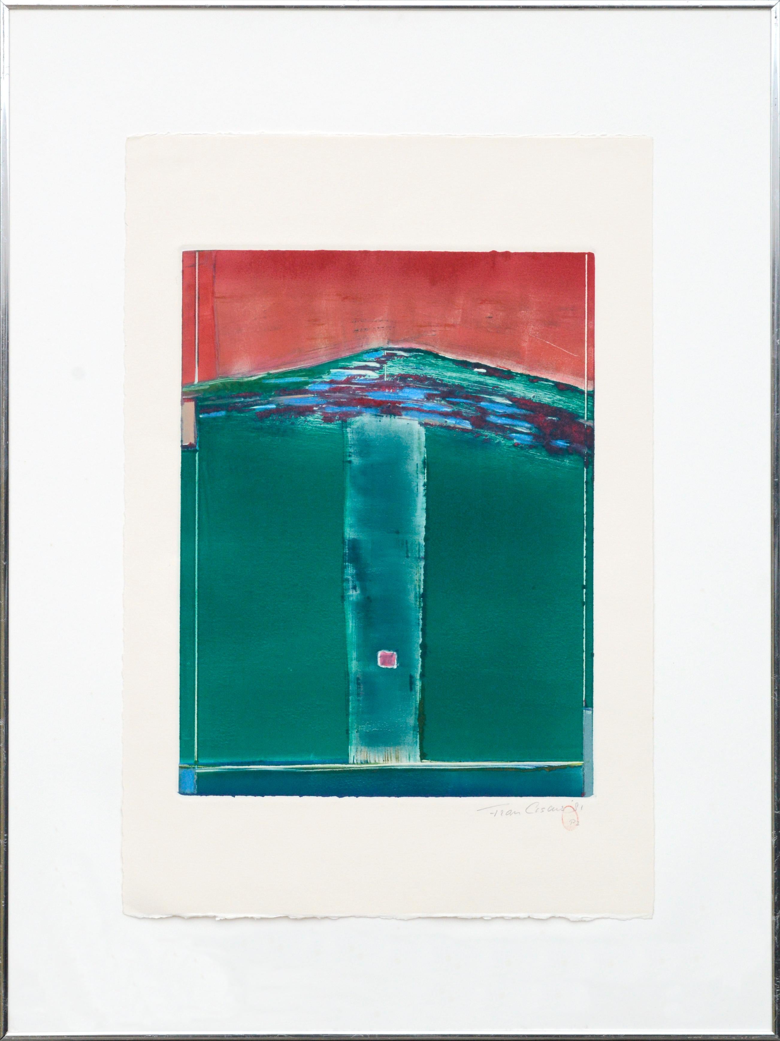 Fran Ciscus Abstract Print - "Under the Mountain" - Modern Abstract Lithograph 