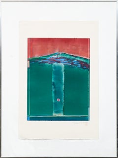 "Under the Mountain" - Modern Abstract Lithograph 