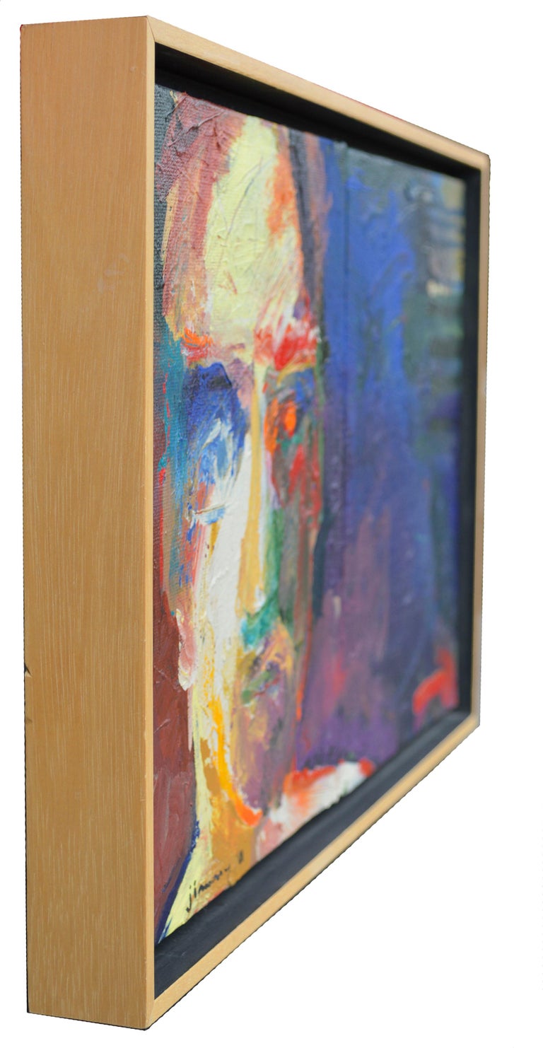 Abstract Expressionist Multicolor Face - Left of Center Figurative Diptych  For Sale 2