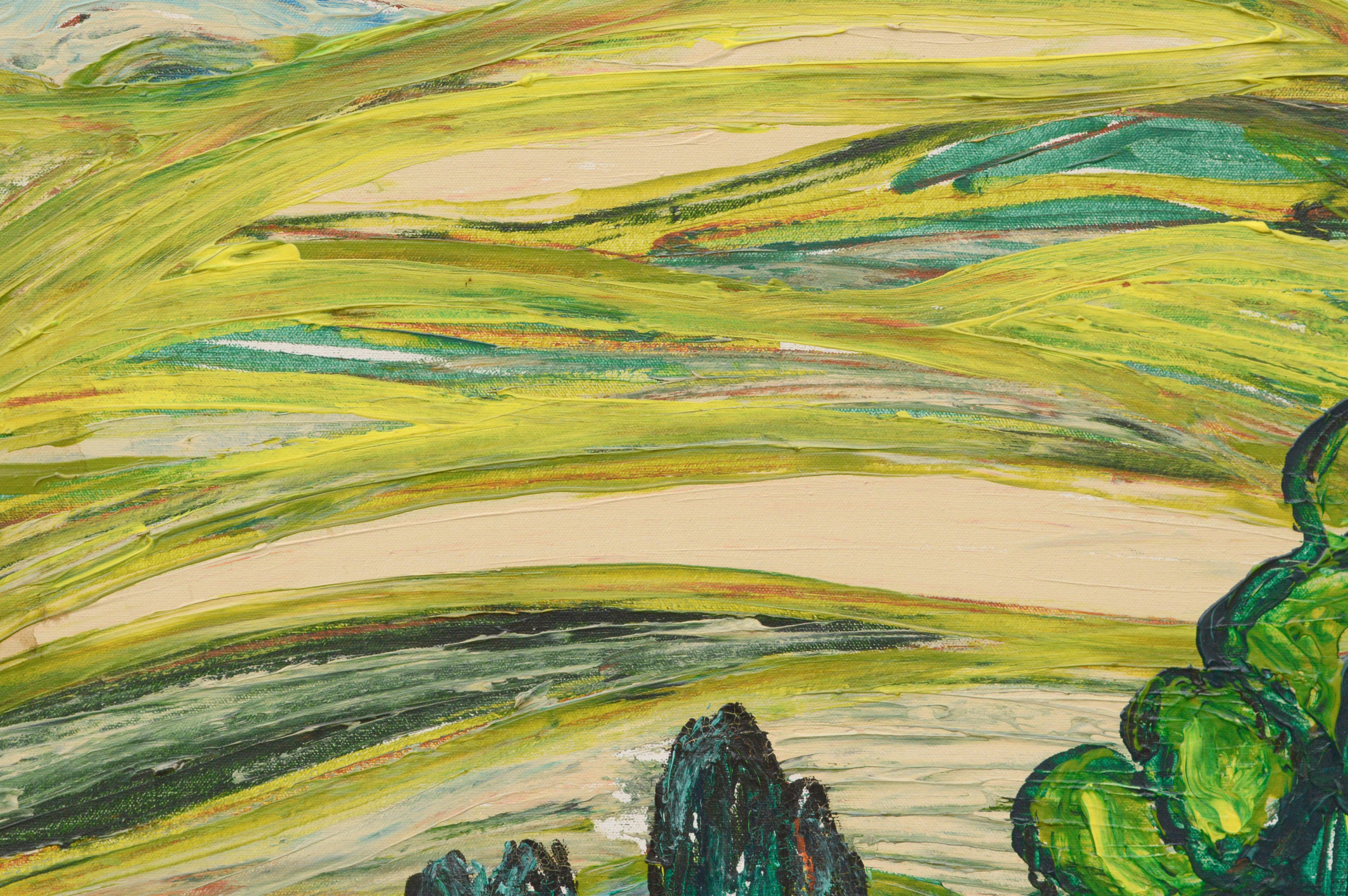 Modernist Rolling Hills Countryside Landscape - Painting by Allie William Skelton