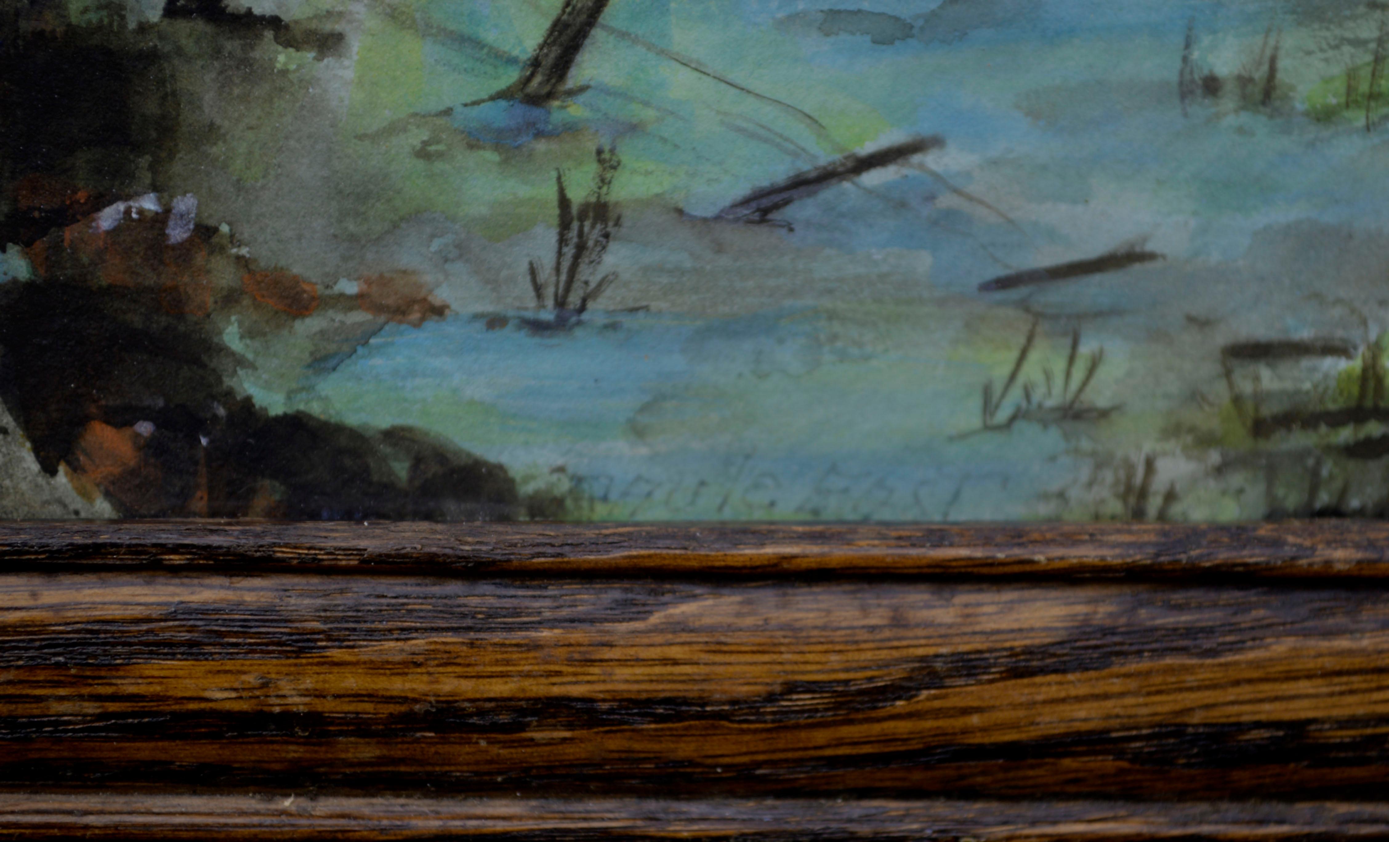 Blauer Teich des frühen 20. Jahrhunderts by the Path Landschaft (Amerikanischer Impressionismus), Art, von Paule East