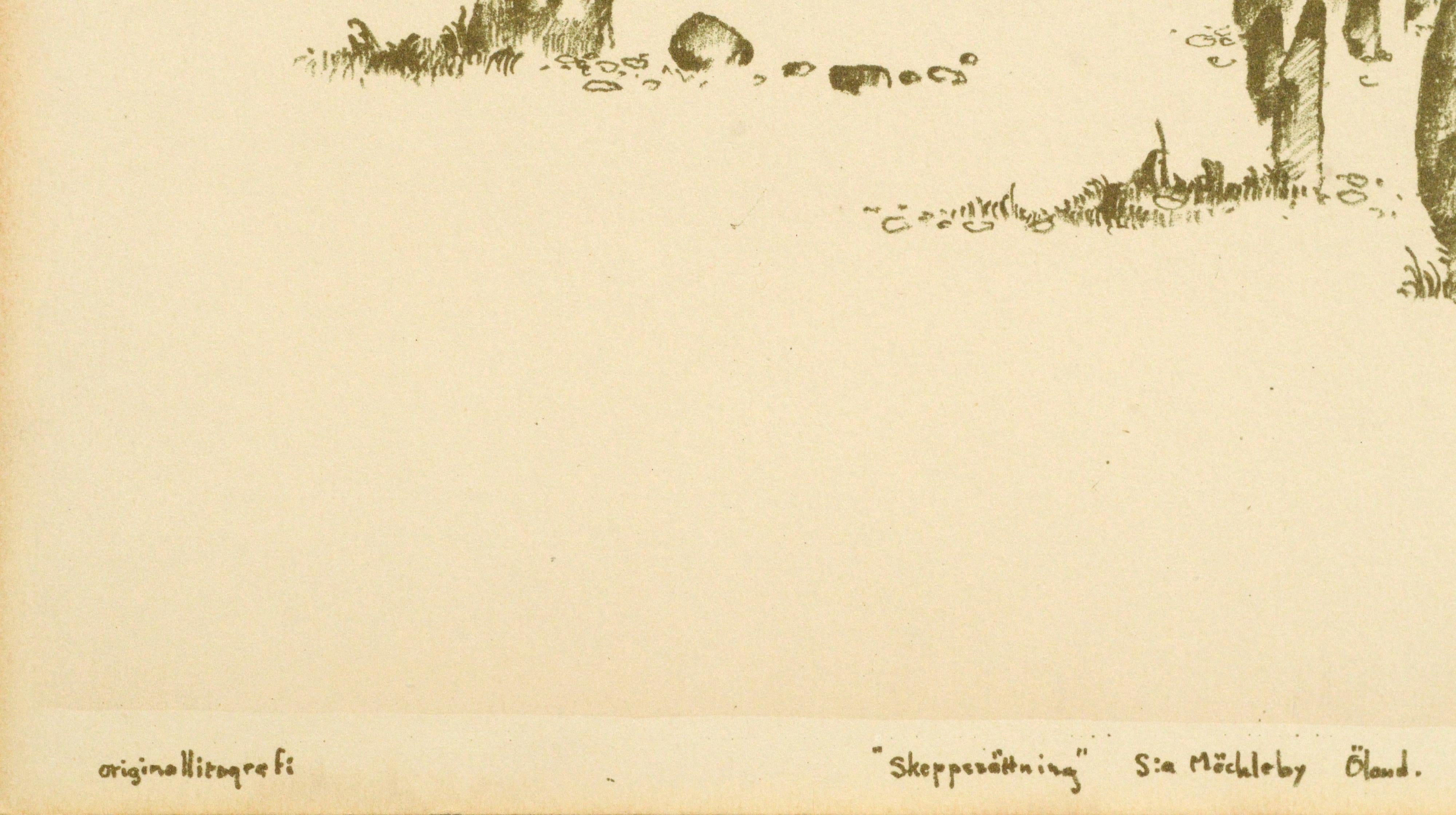 Sia Mockleby Oland Schweden „Skeppeseltning“ („Steinschiffe“) (Weiß), Landscape Print, von Åke Pettersson-Nåw
