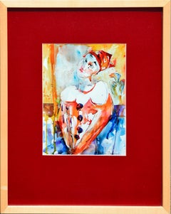 "Taking Care of Each Other" -Figurative Abstract Harlequin Clown Giclee