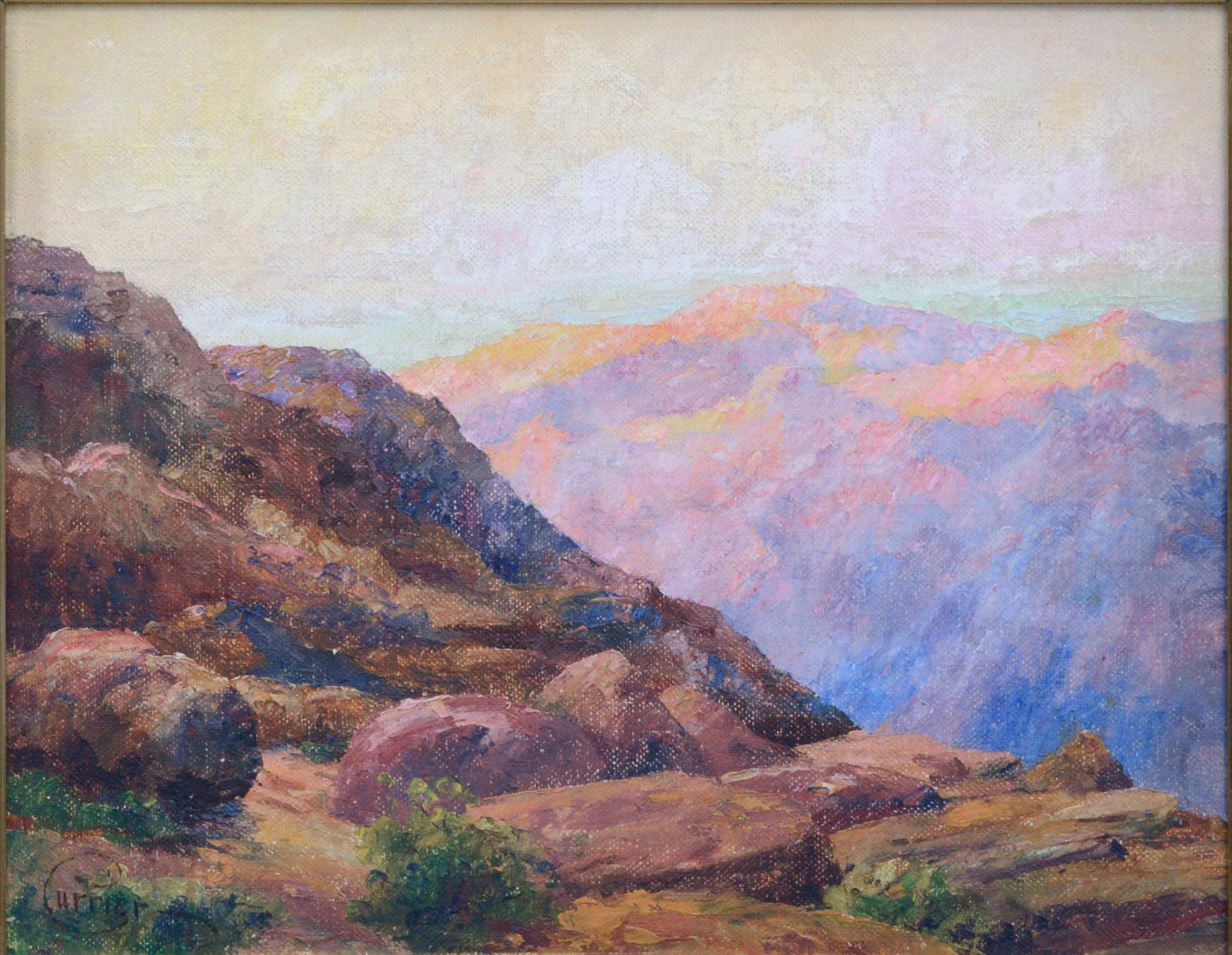Early 20th Century Distant Canyon Landscape  - Painting by Cyrus Bates Currier