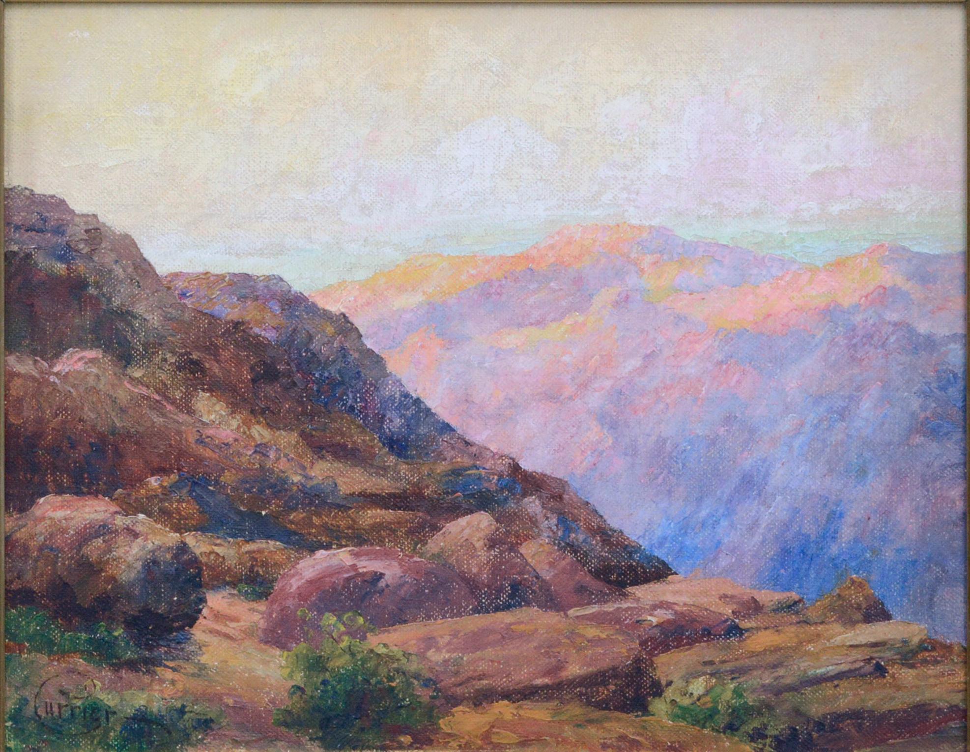 Paesaggio di canyon lontano dei primi del Novecento - Painting di Cyrus Bates Currier