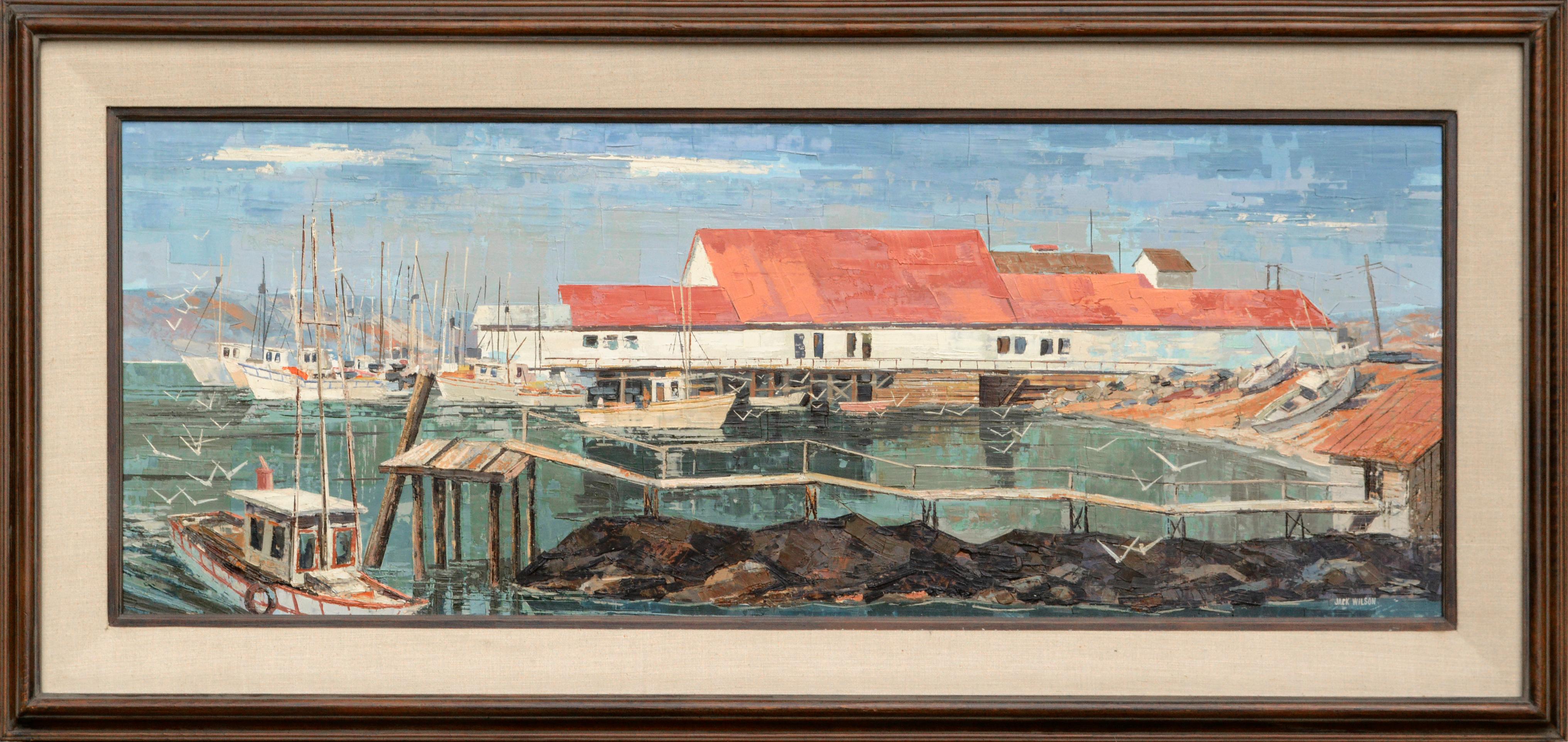 Jack Wilson Landscape Painting - "Bodega Bay Wharf" Seascape